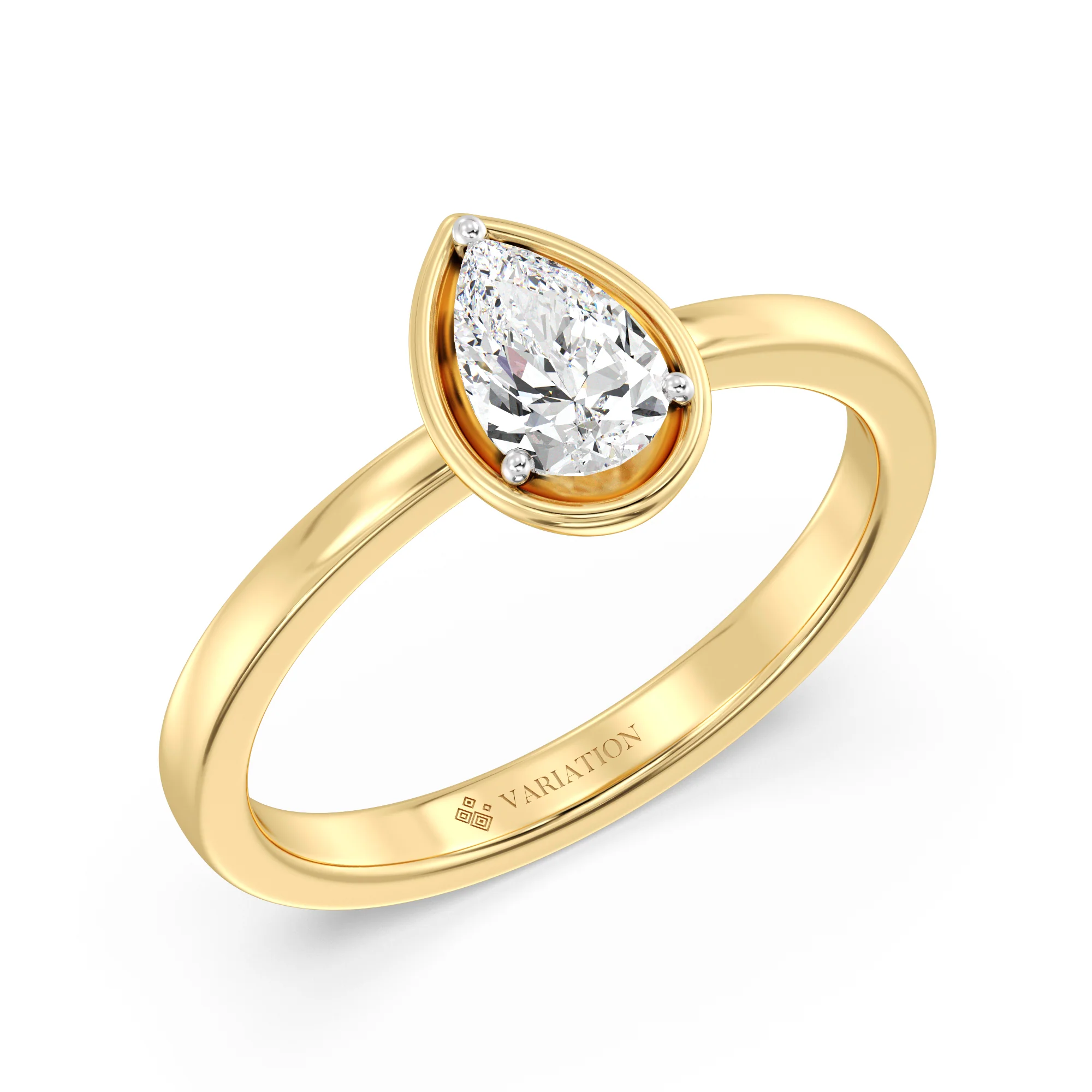 0.50 Carat Pear Cut Lab Grown Diamond Solitaire Ring in 18K Gold - Image 5