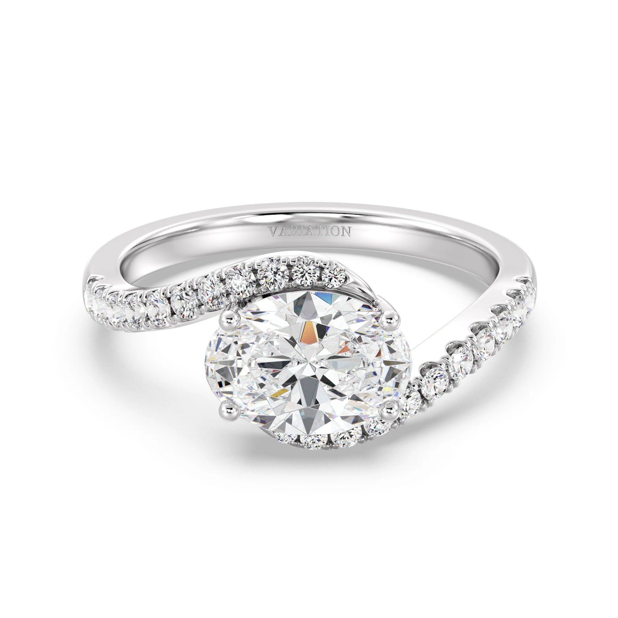 1.50 Carat Oval Cut Lab Grown Diamond Bypass Engagement Ring with Pavé Accents in 18K Gold - Image 11