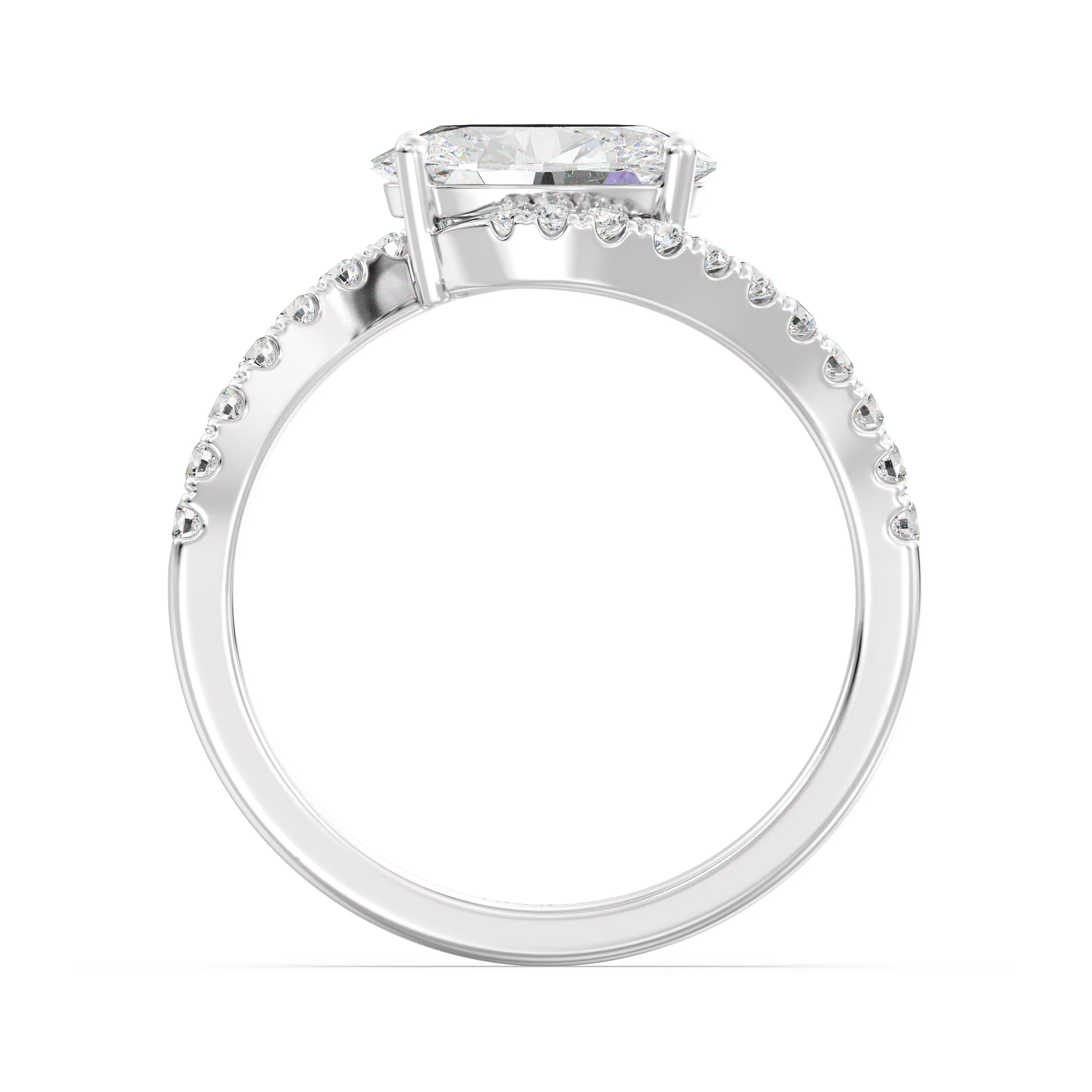 1.50 Carat Oval Cut Lab Grown Diamond Bypass Engagement Ring with Pavé Accents in 18K Gold - Image 14