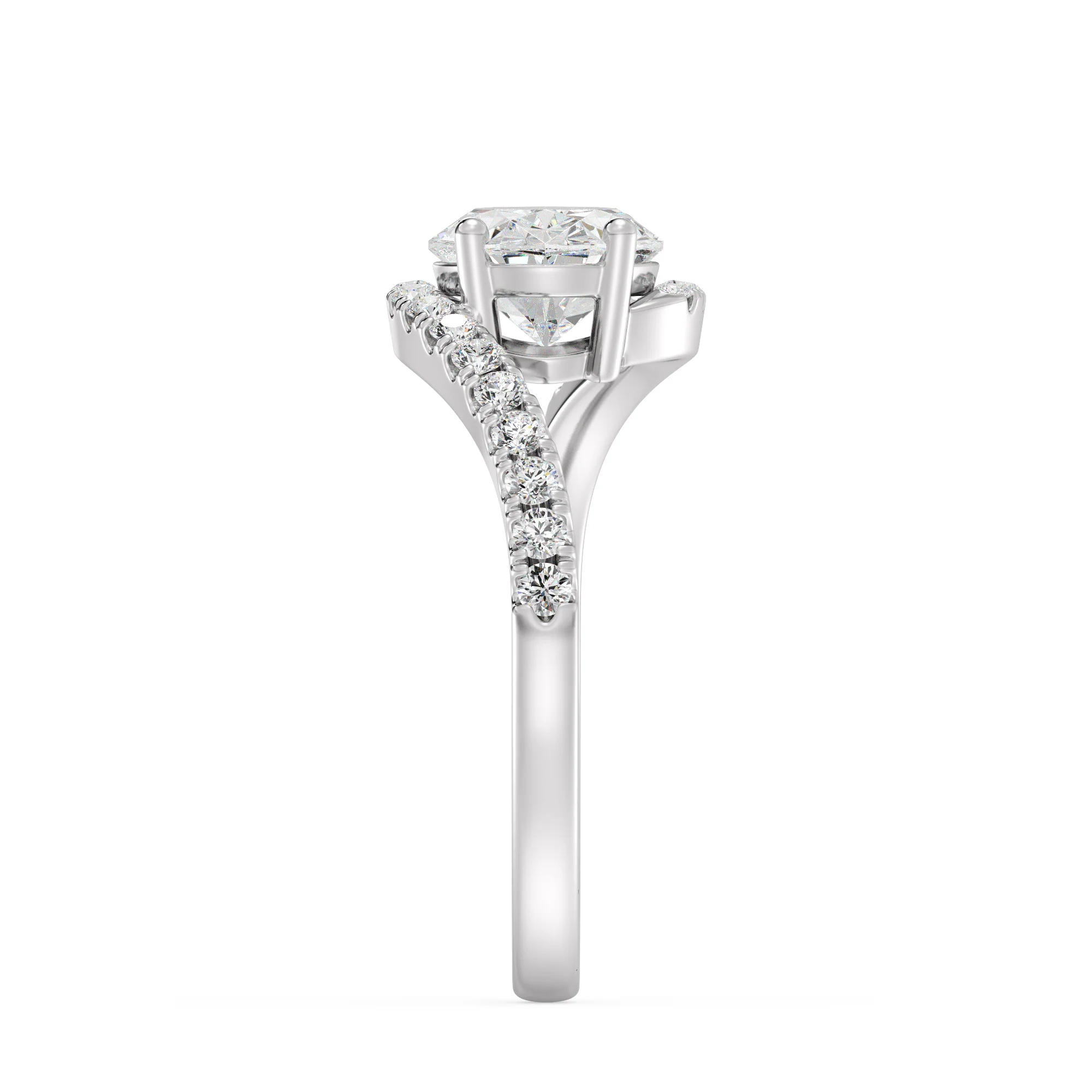 1.50 Carat Oval Cut Lab Grown Diamond Bypass Engagement Ring with Pavé Accents in 18K Gold - Image 15