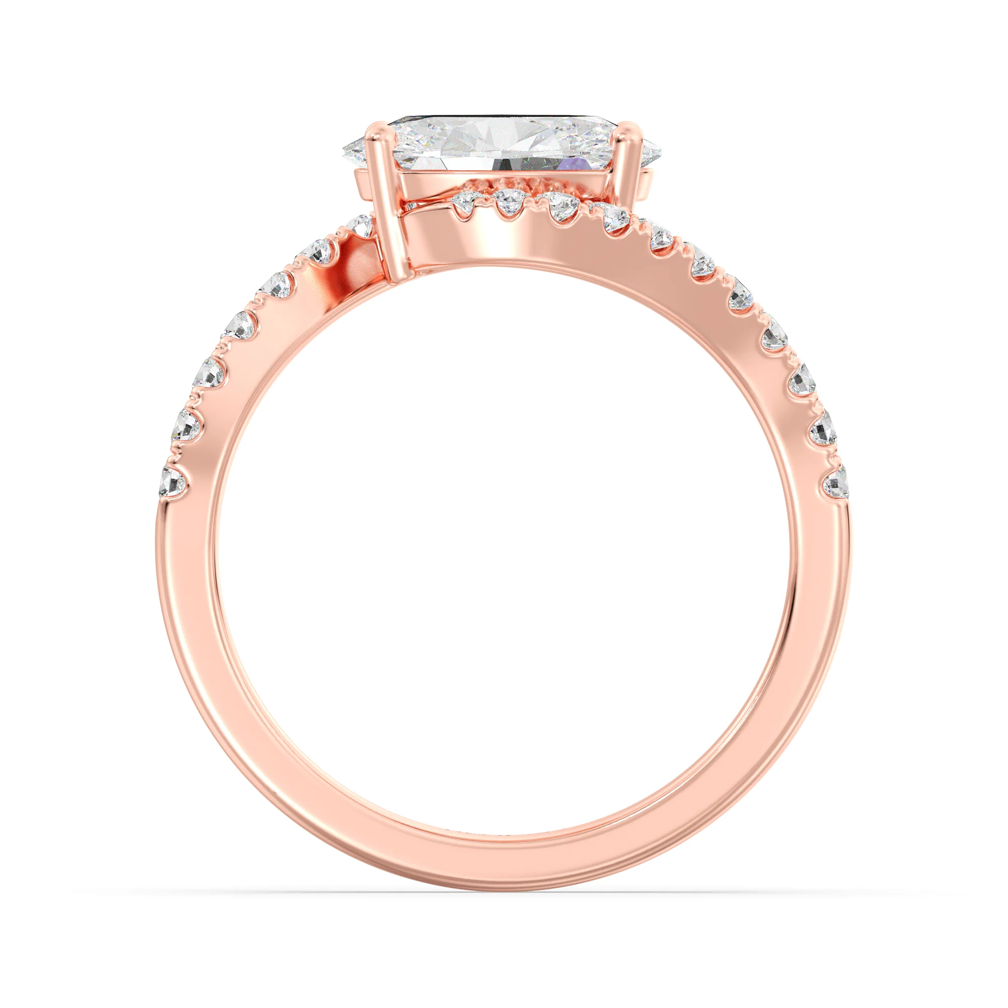 1.50 Carat Oval Cut Lab Grown Diamond Bypass Engagement Ring with Pavé Accents in 18K Gold - Image 9