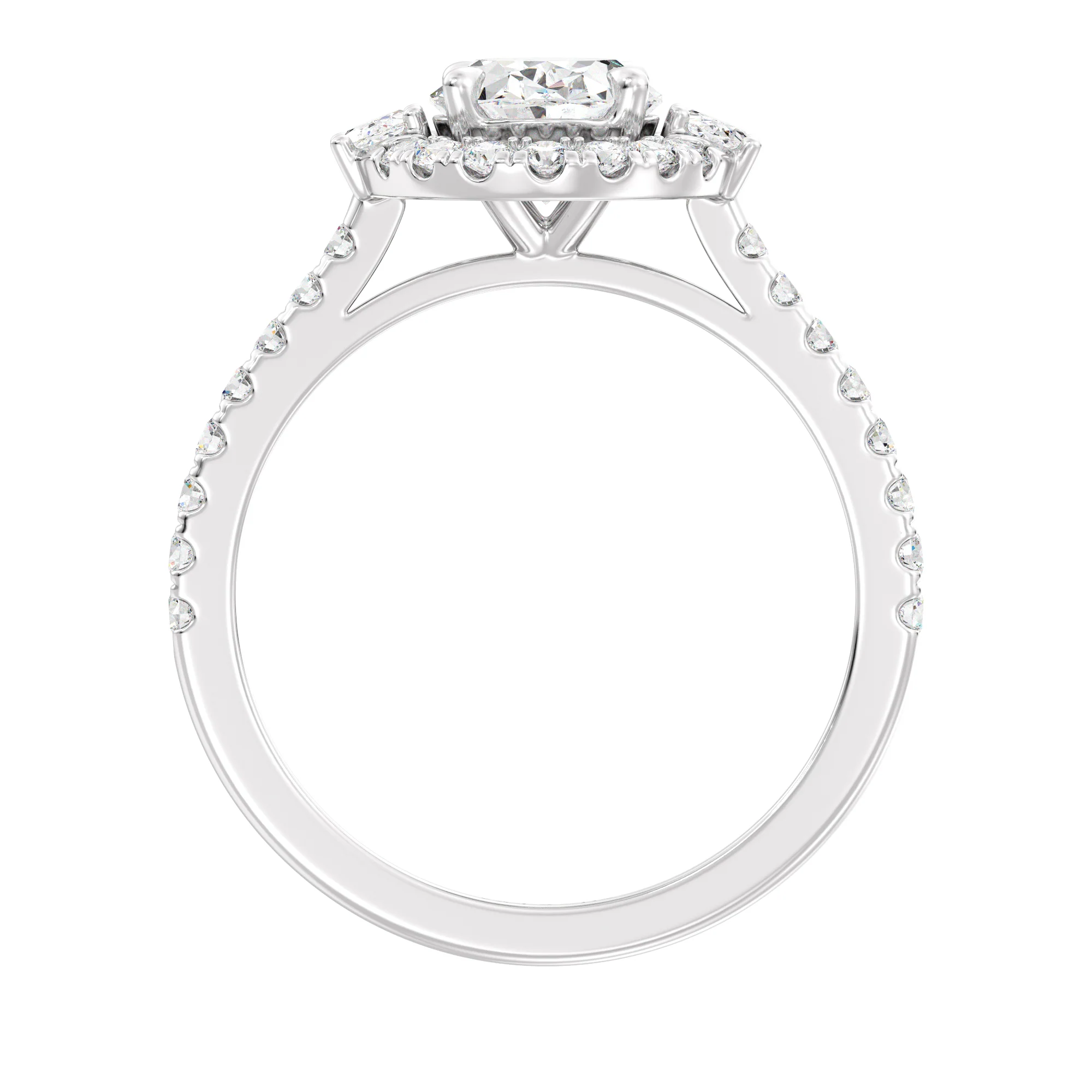 1.50 Carat Oval Cut Lab Grown Diamond Halo Engagement Ring in 18K Gold - Image 10