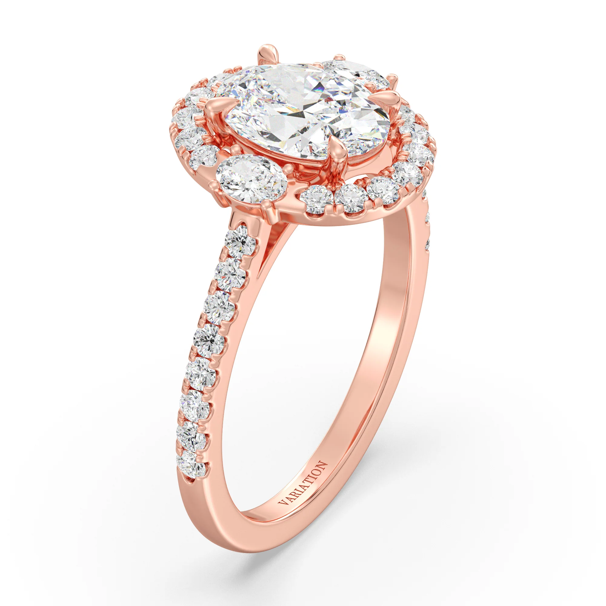 1.50 Carat Oval Cut Lab Grown Diamond Halo Engagement Ring in 18K Gold - Image 12