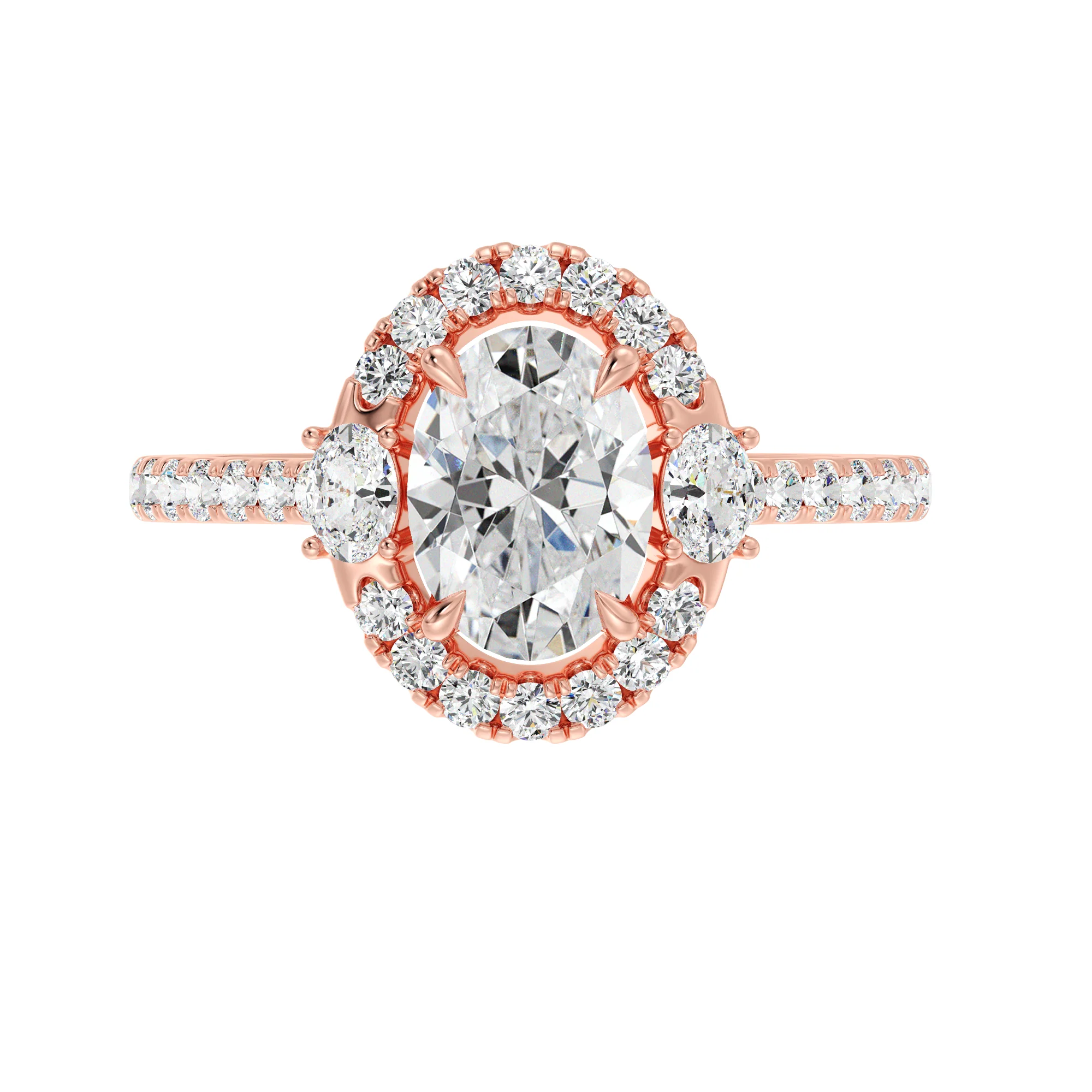 1.50 Carat Oval Cut Lab Grown Diamond Halo Engagement Ring in 18K Gold - Image 13