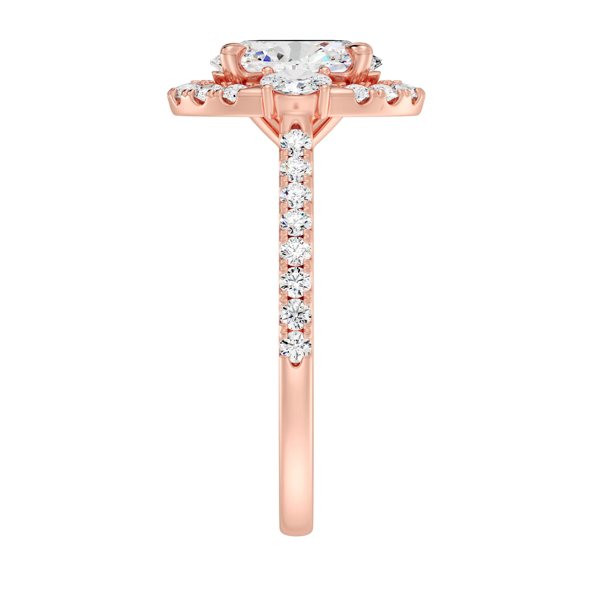 1.50 Carat Oval Cut Lab Grown Diamond Halo Engagement Ring in 18K Gold - Image 14