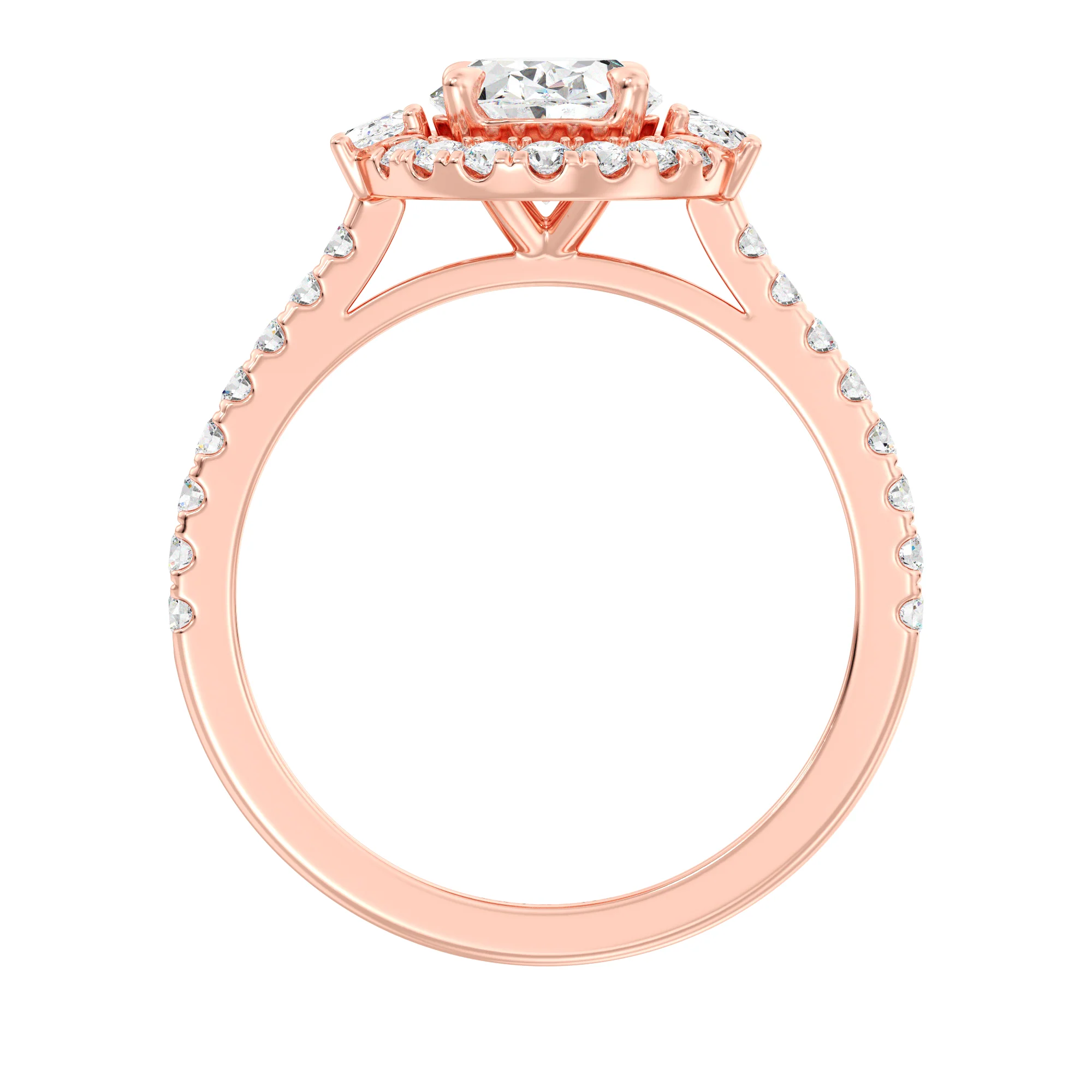 1.50 Carat Oval Cut Lab Grown Diamond Halo Engagement Ring in 18K Gold - Image 15