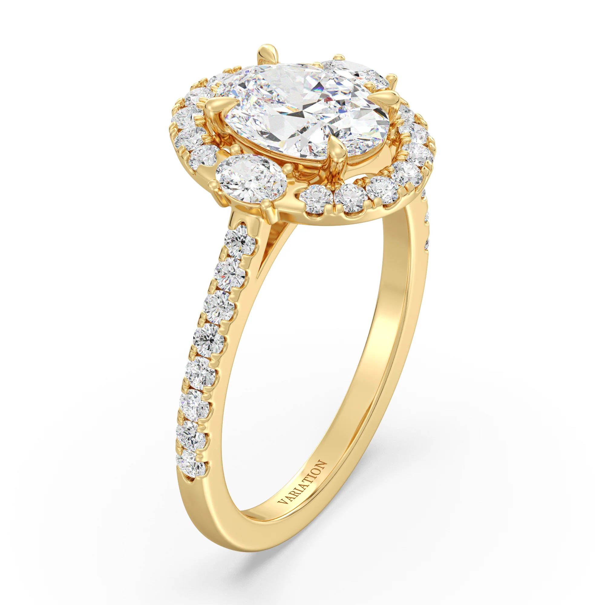 1.50 Carat Oval Cut Lab Grown Diamond Halo Engagement Ring in 18K Gold - Image 3