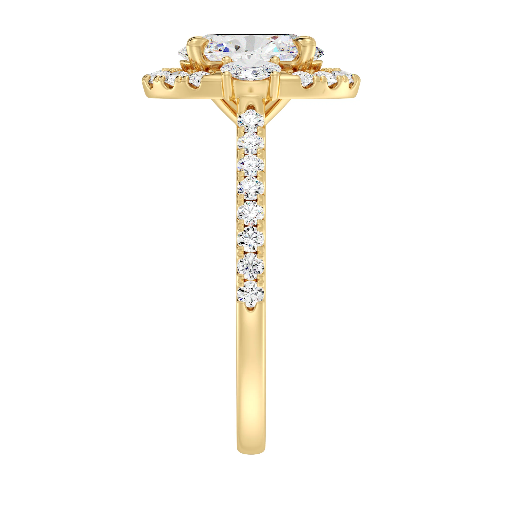 1.50 Carat Oval Cut Lab Grown Diamond Halo Engagement Ring in 18K Gold - Image 4