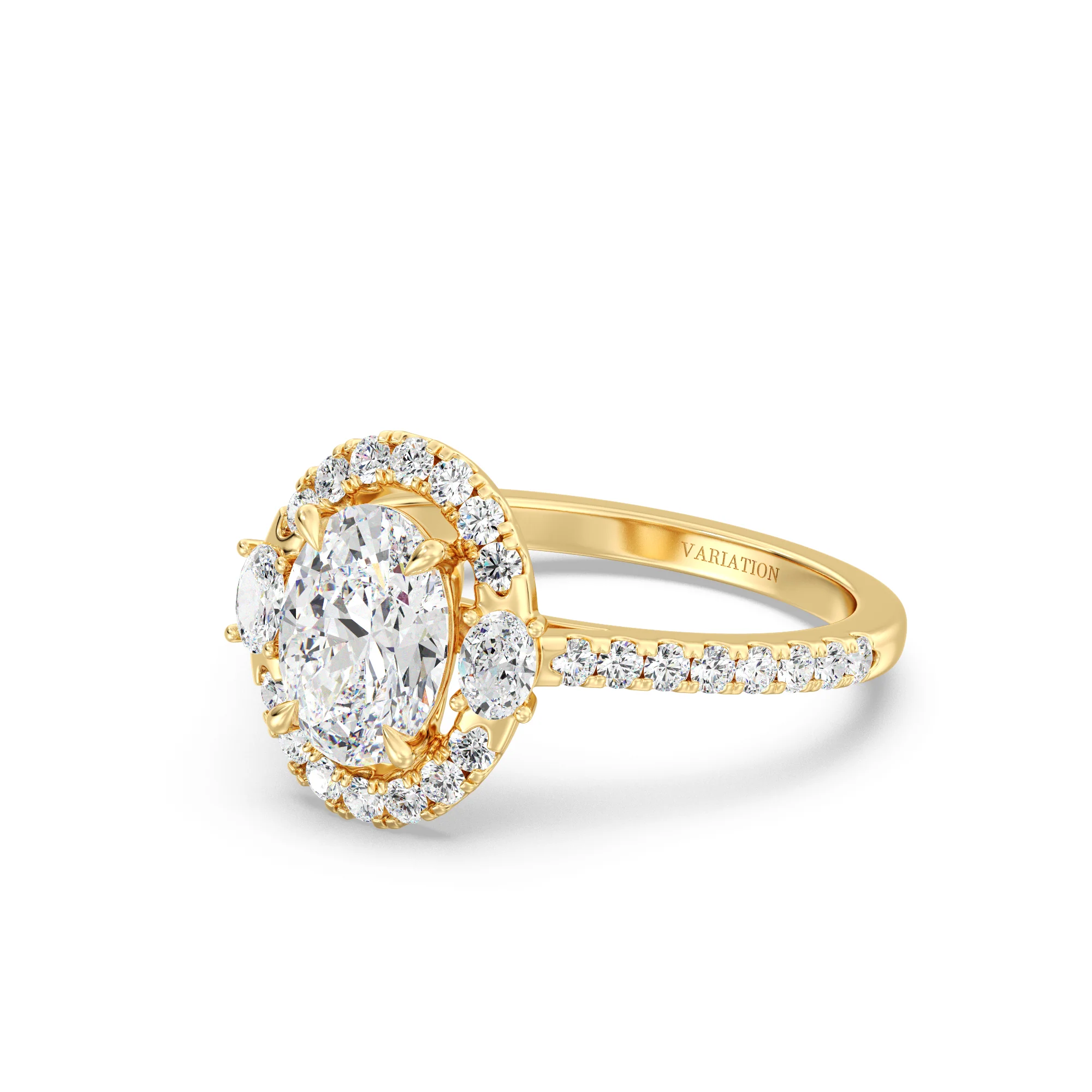 1.50 Carat Oval Cut Lab Grown Diamond Halo Engagement Ring in 18K Gold - Image 5