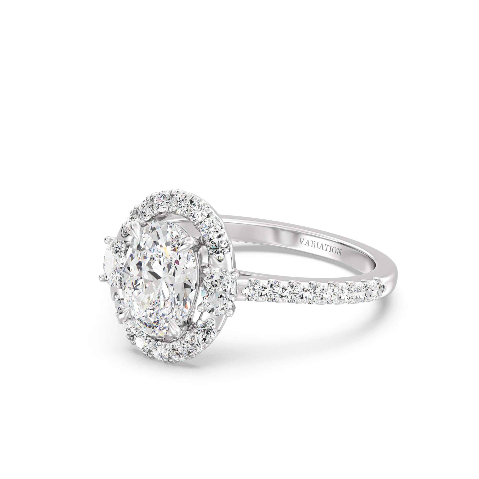 1.50 Carat Oval Cut Lab Grown Diamond Halo Engagement Ring in 18K Gold - Image 6