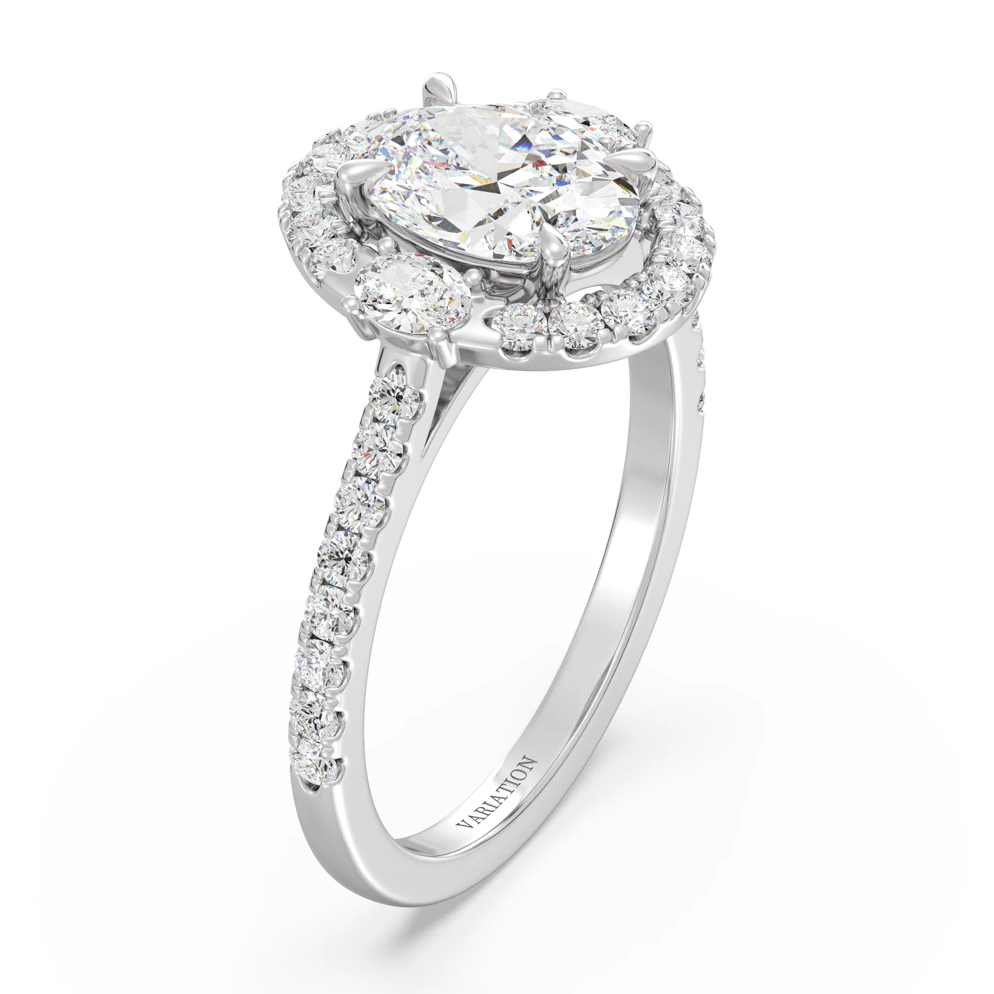 1.50 Carat Oval Cut Lab Grown Diamond Halo Engagement Ring in 18K Gold - Image 7