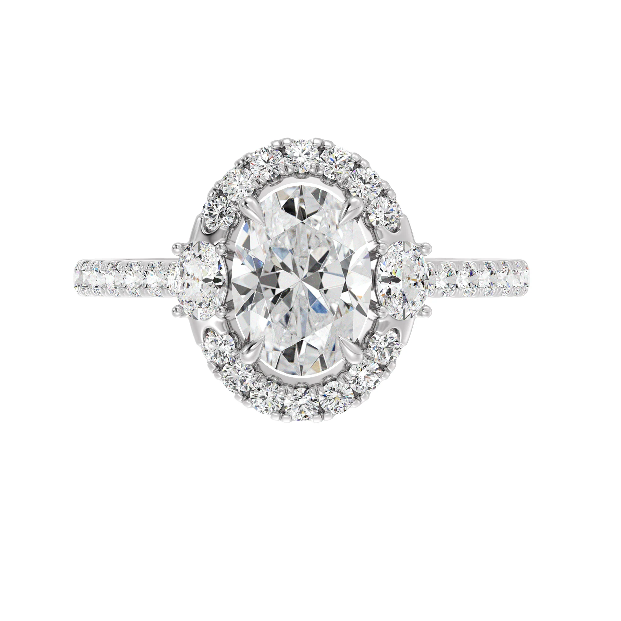 1.50 Carat Oval Cut Lab Grown Diamond Halo Engagement Ring in 18K Gold - Image 8