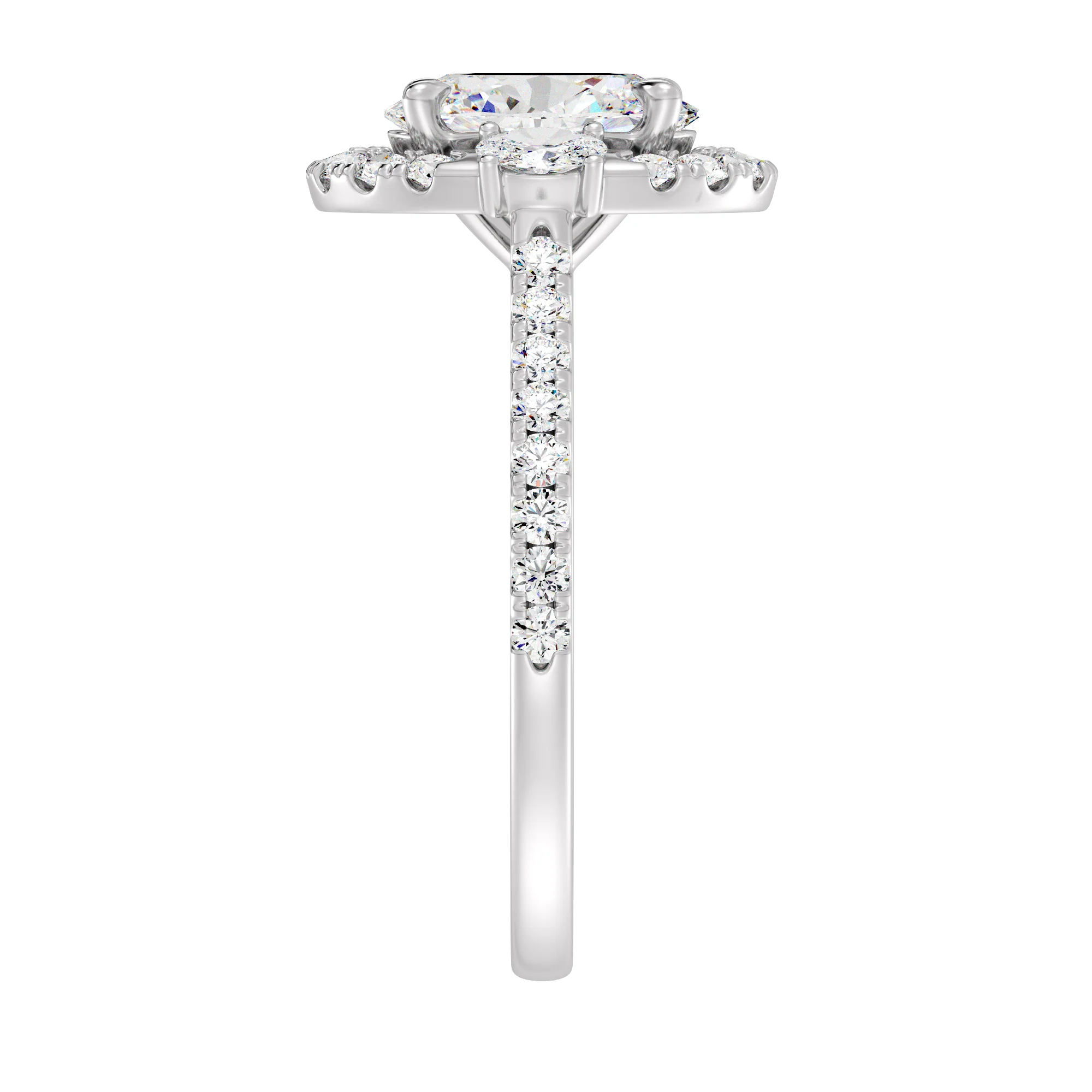 1.50 Carat Oval Cut Lab Grown Diamond Halo Engagement Ring in 18K Gold - Image 9