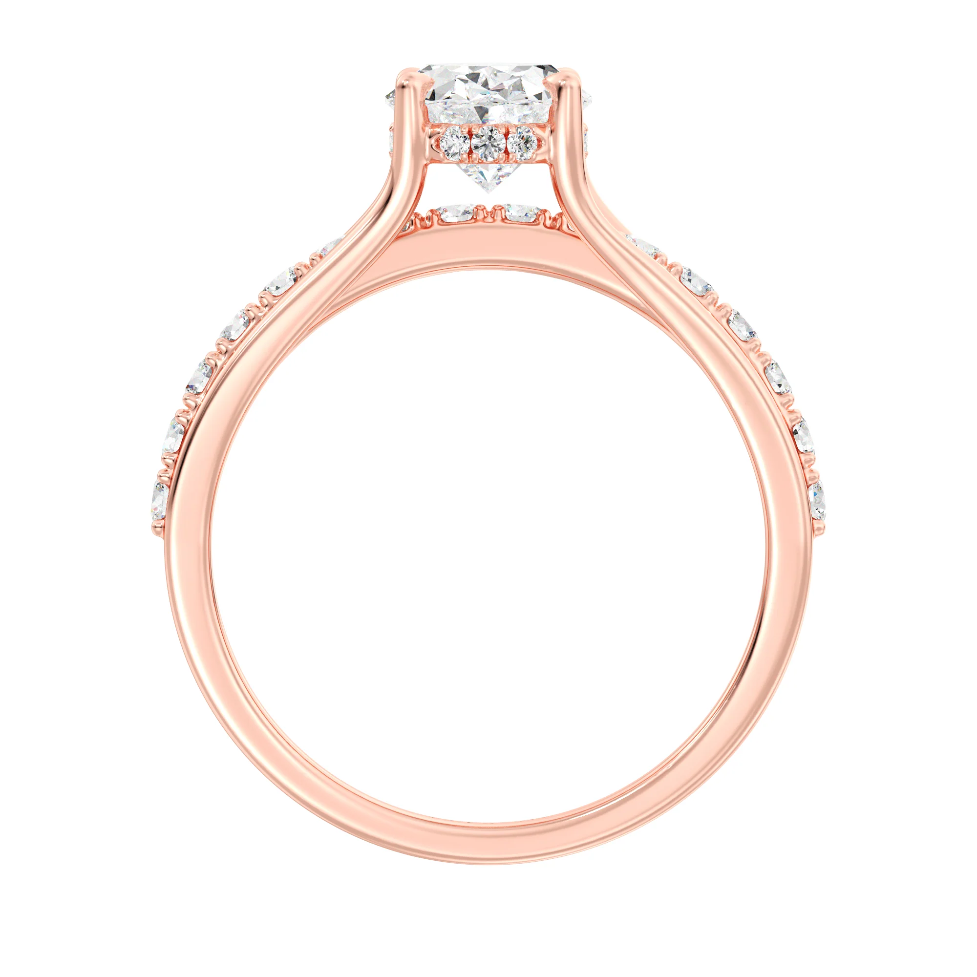 1.50 Carat Oval Cut Lab Grown Diamond Halo Split Shank Engagement Ring in 18K Gold - Image 10