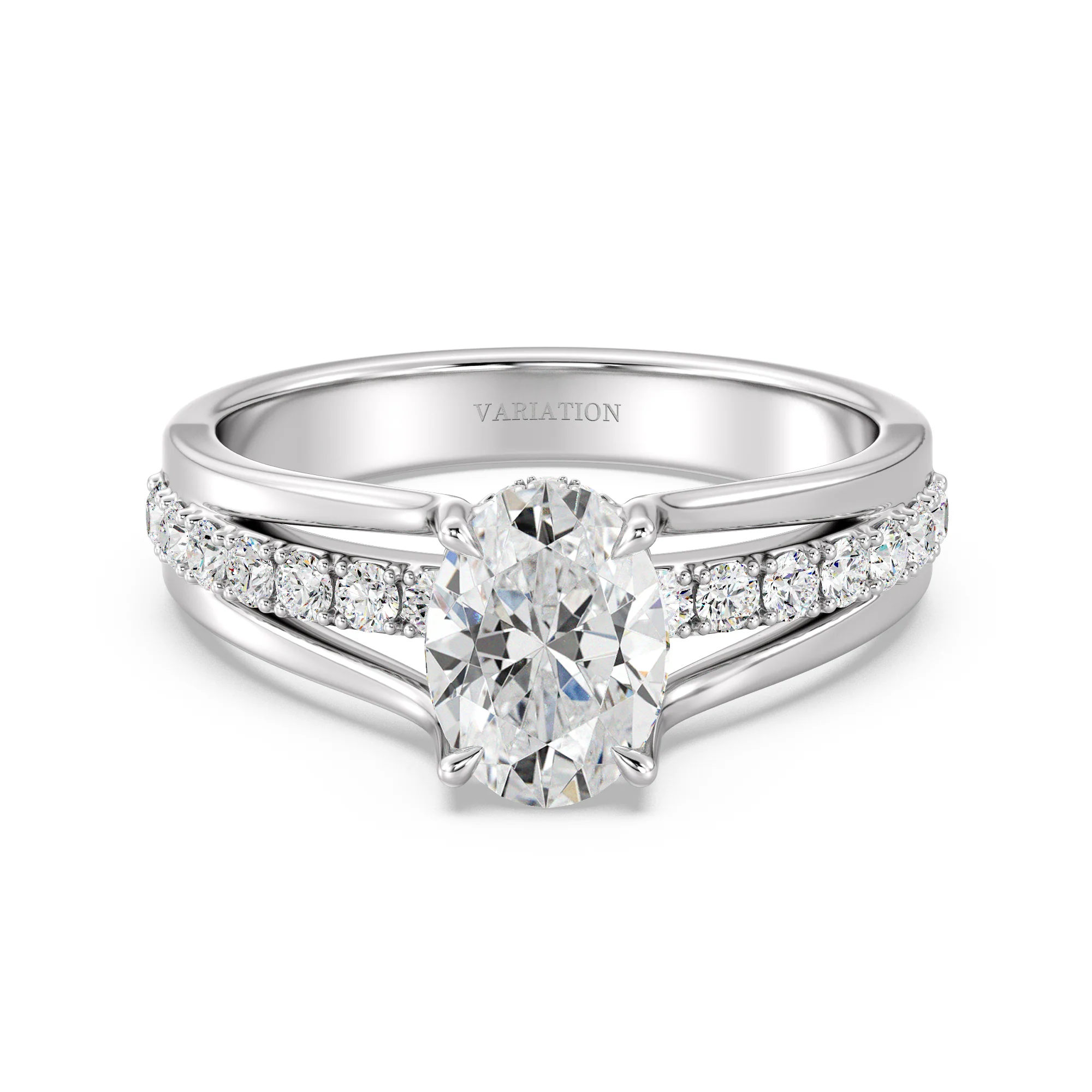 1.50 Carat Oval Cut Lab Grown Diamond Halo Split Shank Engagement Ring in 18K Gold - Image 11