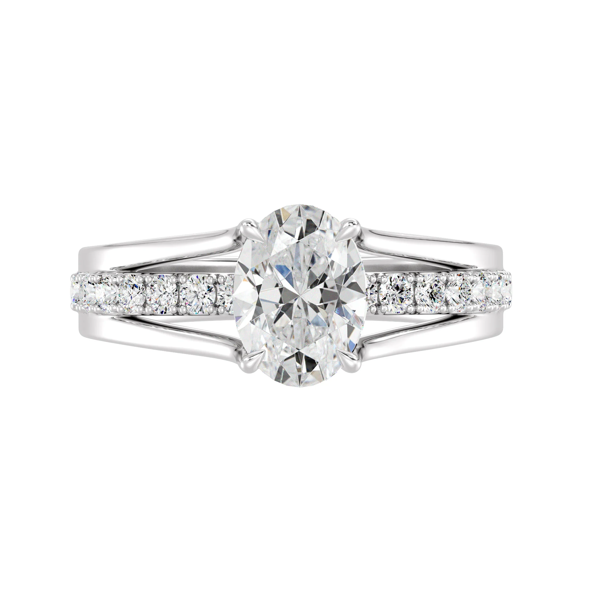 1.50 Carat Oval Cut Lab Grown Diamond Halo Split Shank Engagement Ring in 18K Gold - Image 13