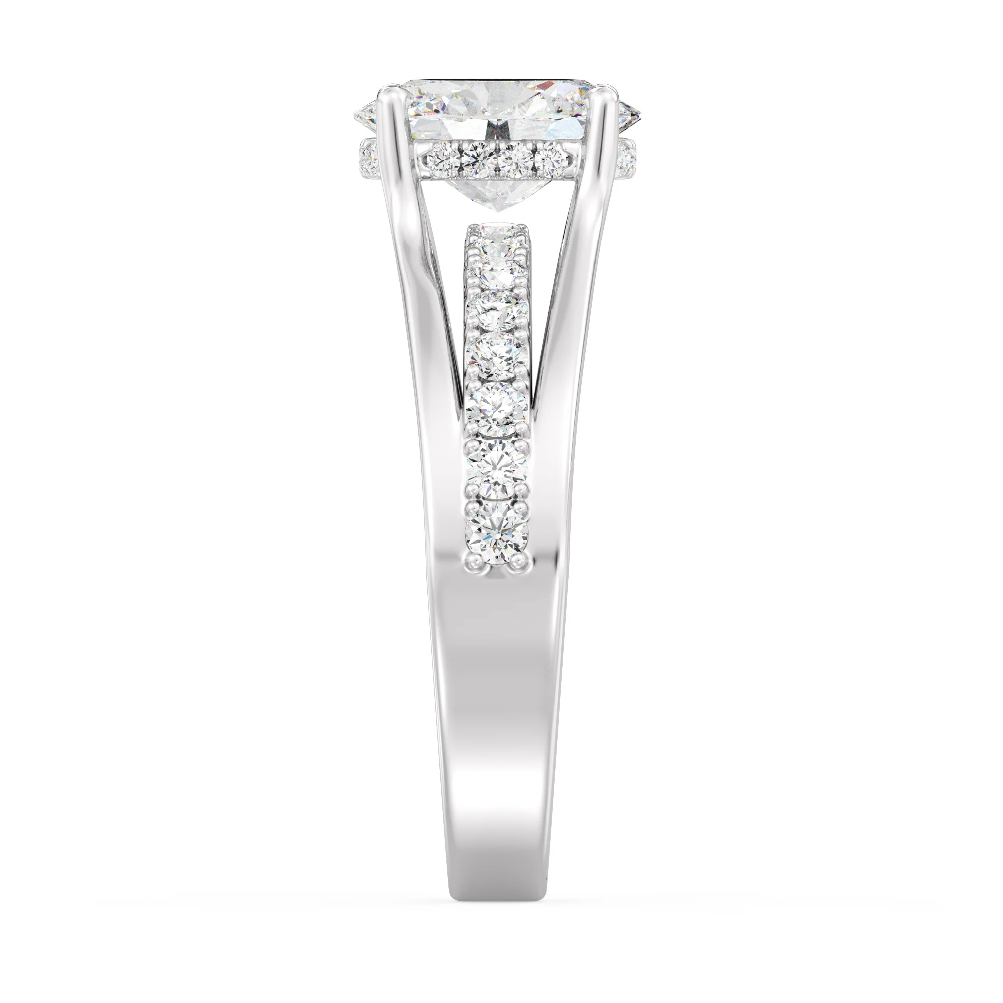 1.50 Carat Oval Cut Lab Grown Diamond Halo Split Shank Engagement Ring in 18K Gold - Image 14