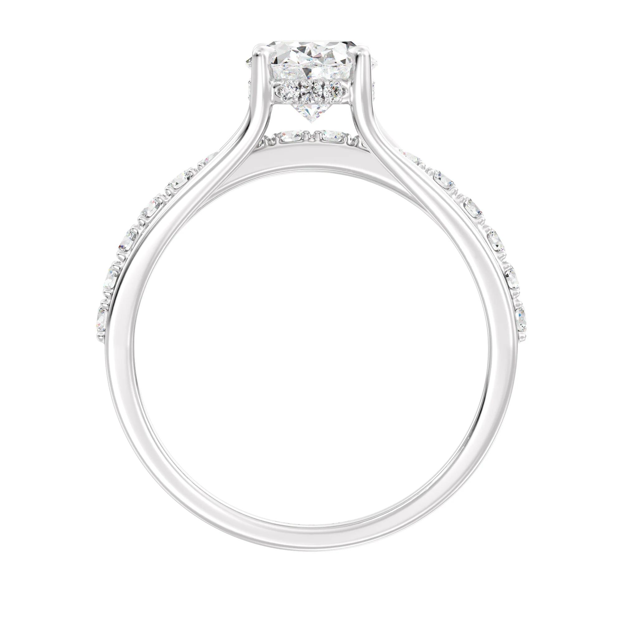 1.50 Carat Oval Cut Lab Grown Diamond Halo Split Shank Engagement Ring in 18K Gold - Image 15