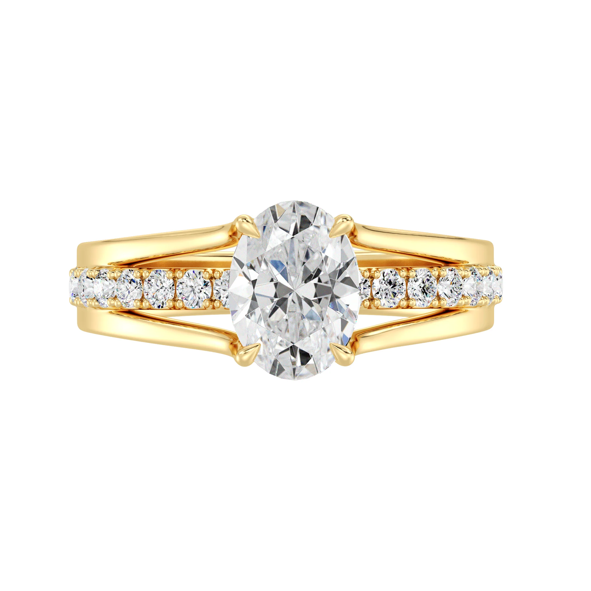 1.50 Carat Oval Cut Lab Grown Diamond Halo Split Shank Engagement Ring in 18K Gold - Image 4