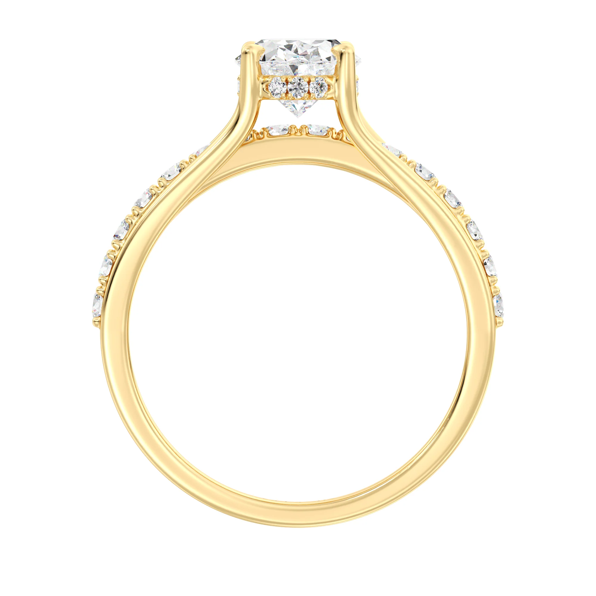 1.50 Carat Oval Cut Lab Grown Diamond Halo Split Shank Engagement Ring in 18K Gold - Image 5