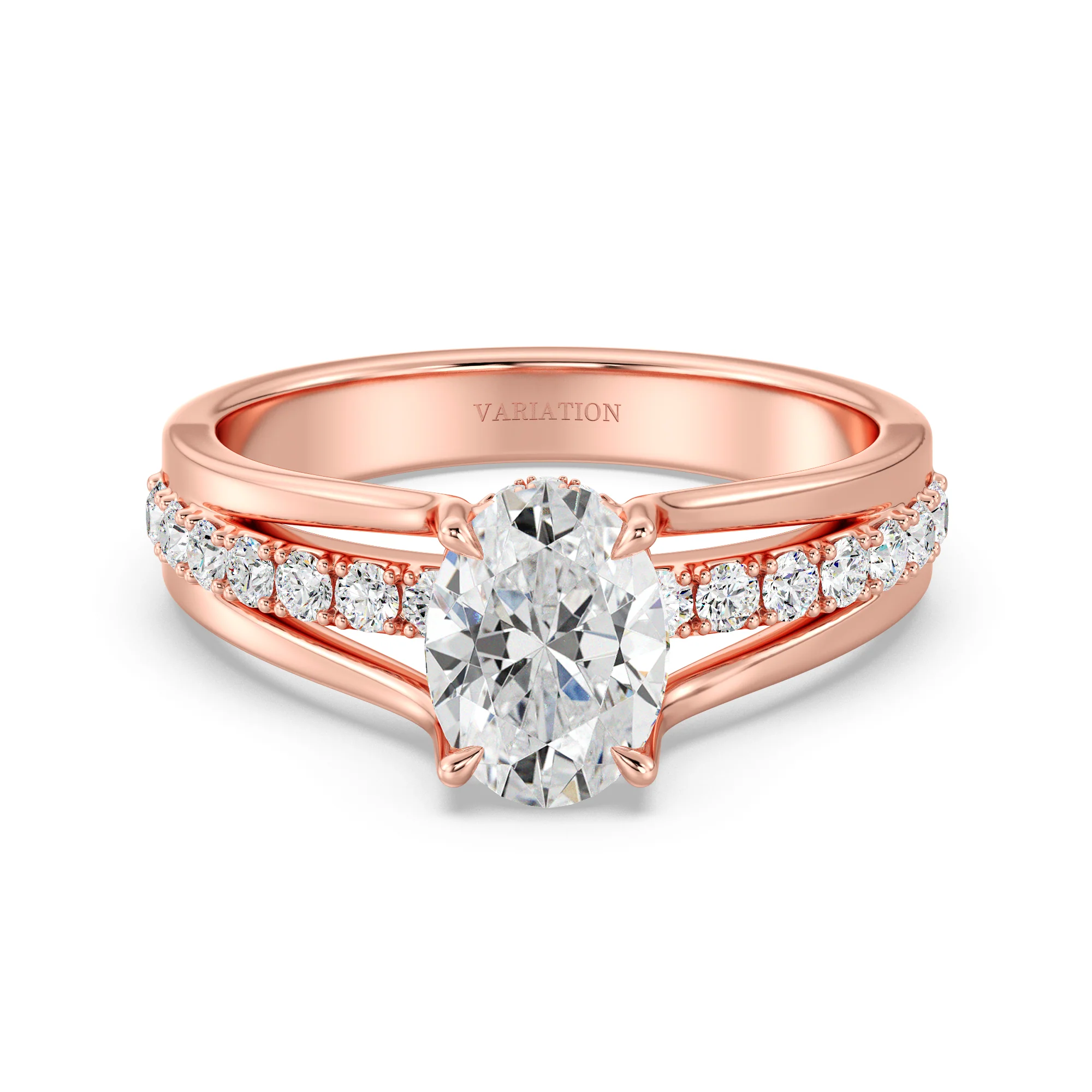 1.50 Carat Oval Cut Lab Grown Diamond Halo Split Shank Engagement Ring in 18K Gold - Image 6