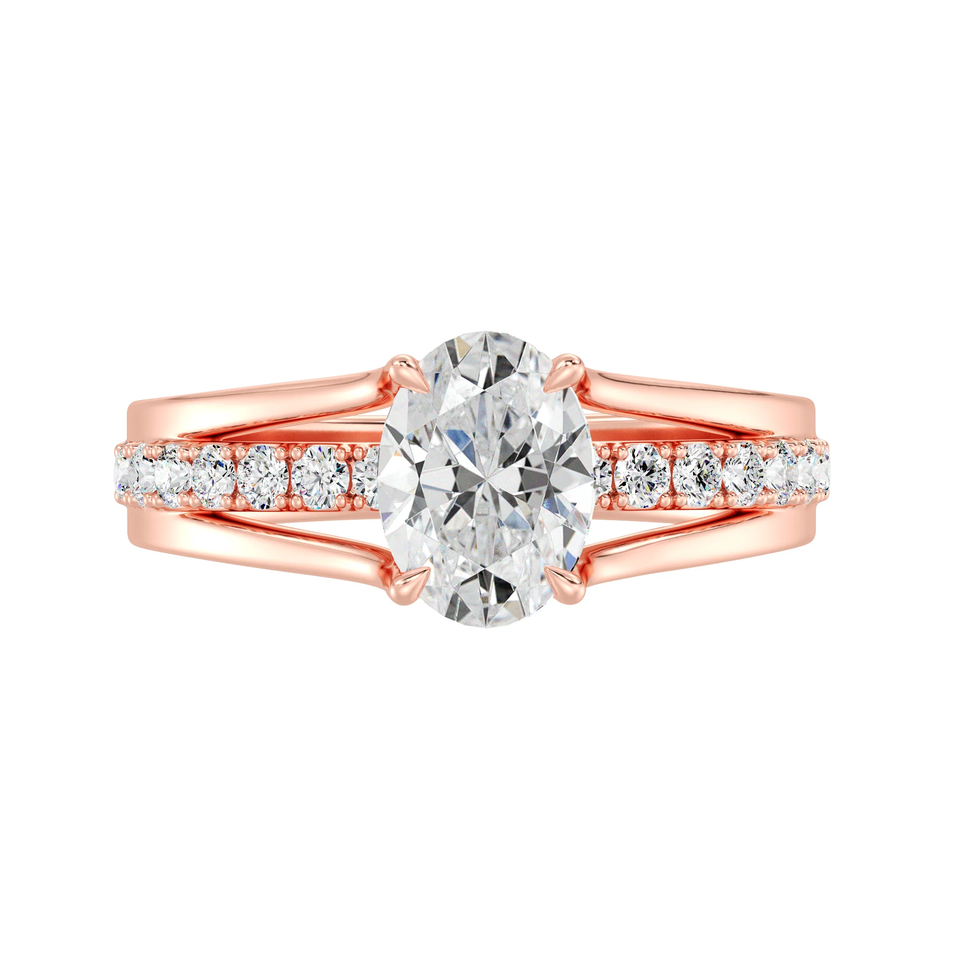 1.50 Carat Oval Cut Lab Grown Diamond Halo Split Shank Engagement Ring in 18K Gold - Image 8
