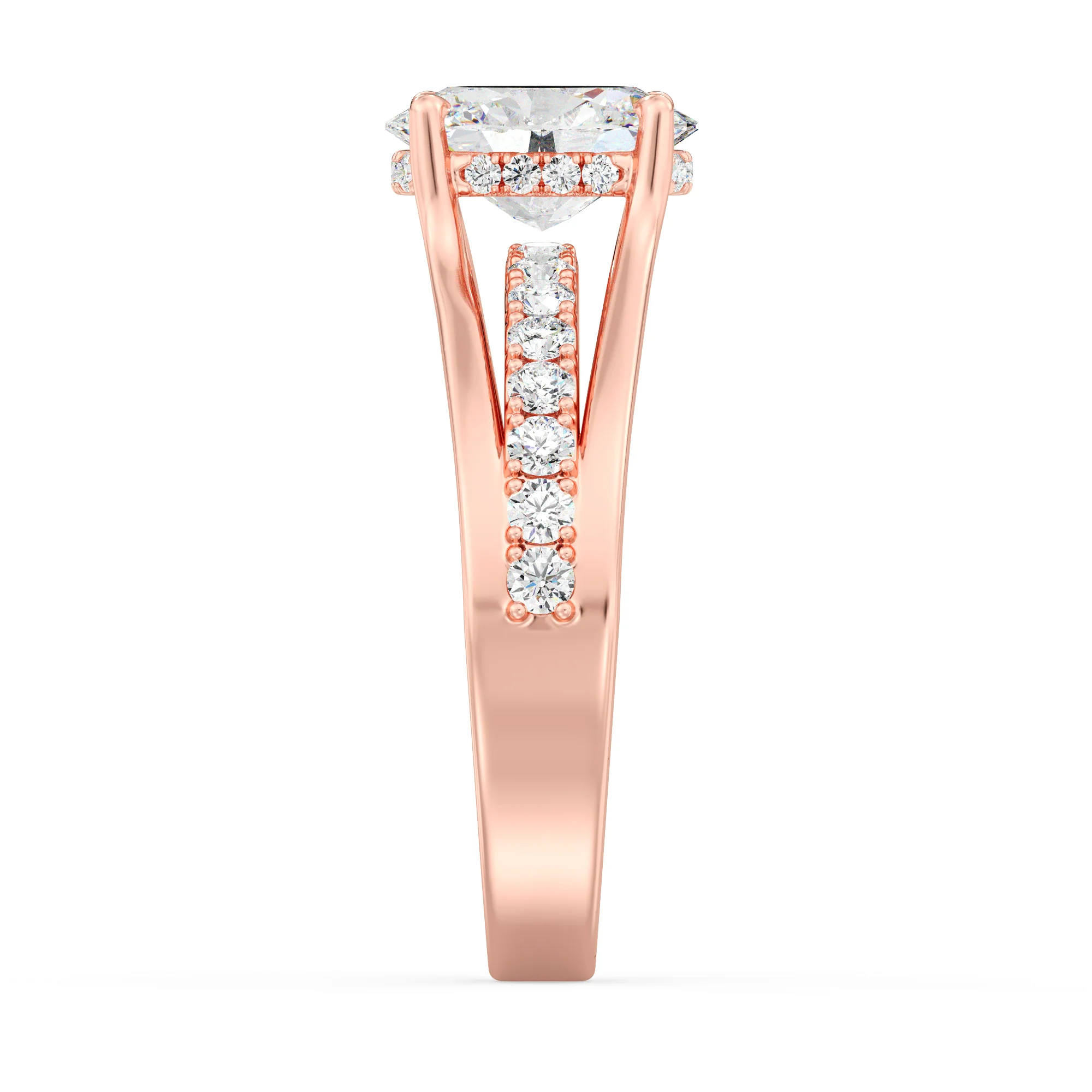 1.50 Carat Oval Cut Lab Grown Diamond Halo Split Shank Engagement Ring in 18K Gold - Image 9