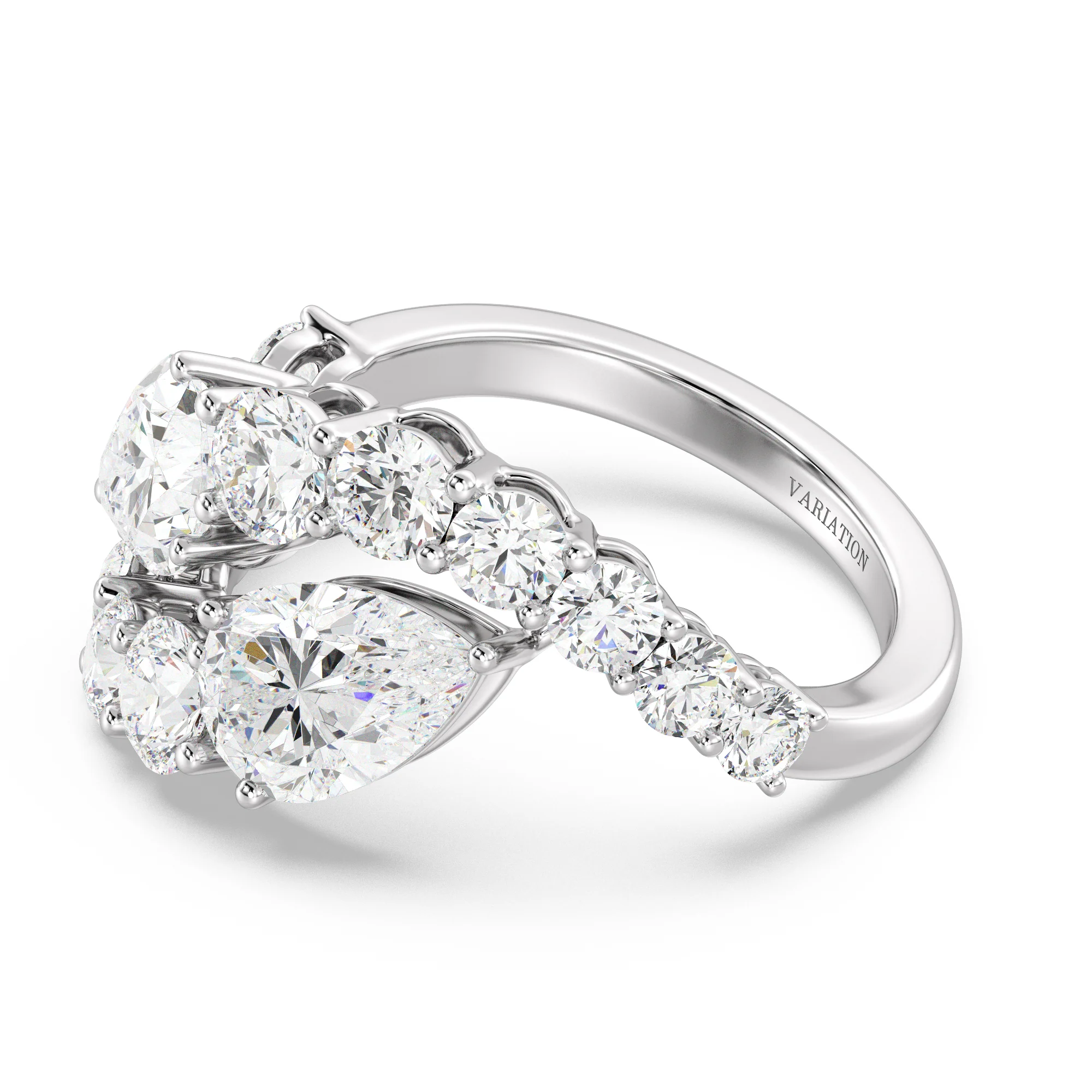 1.50 Carat Pear Cut Lab Grown Diamond Bypass Ring in 18K Gold - Image 11