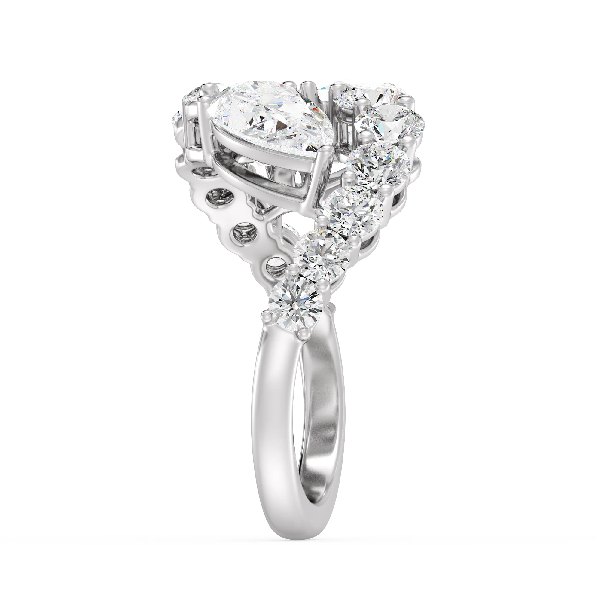 1.50 Carat Pear Cut Lab Grown Diamond Bypass Ring in 18K Gold - Image 12