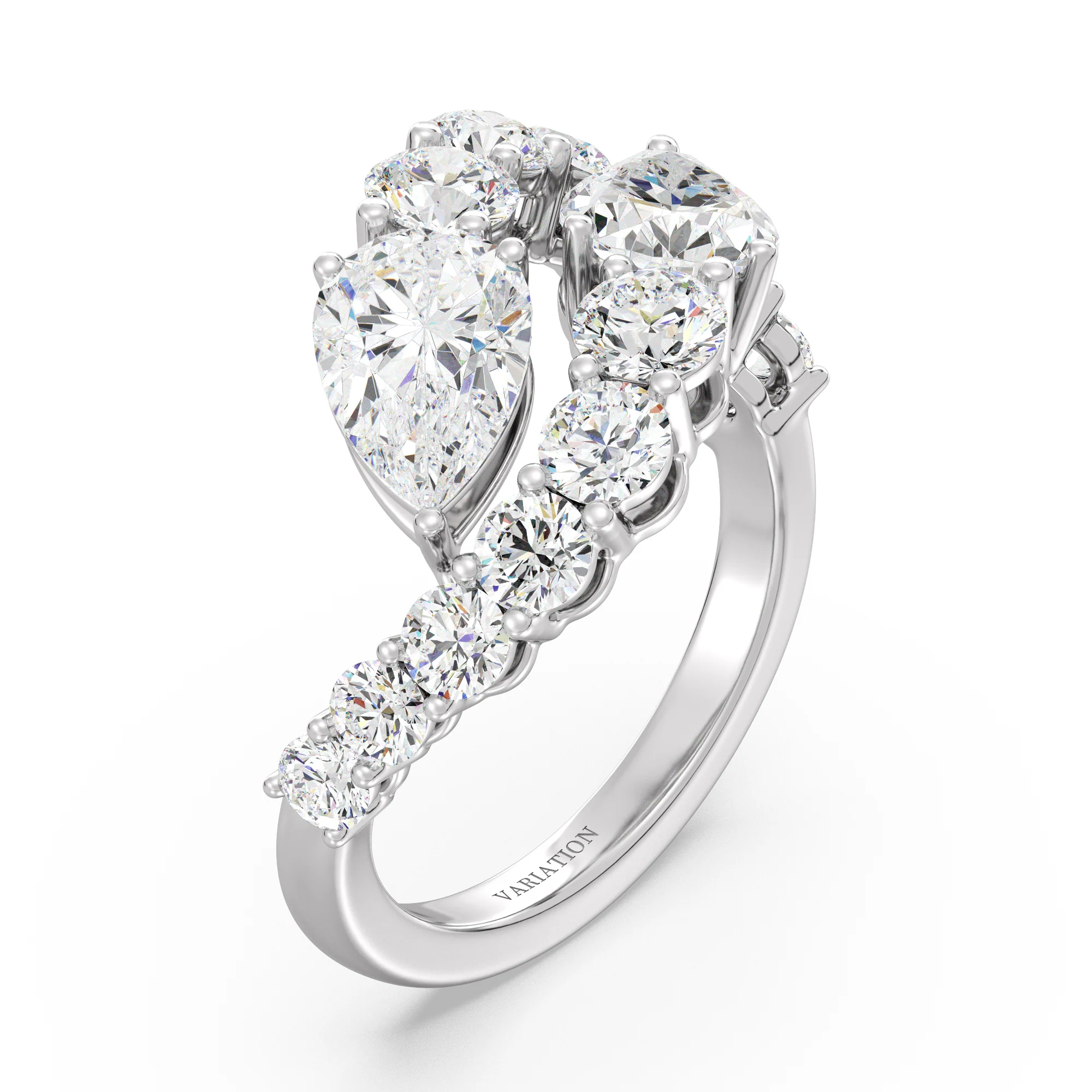 1.50 Carat Pear Cut Lab Grown Diamond Bypass Ring in 18K Gold - Image 13
