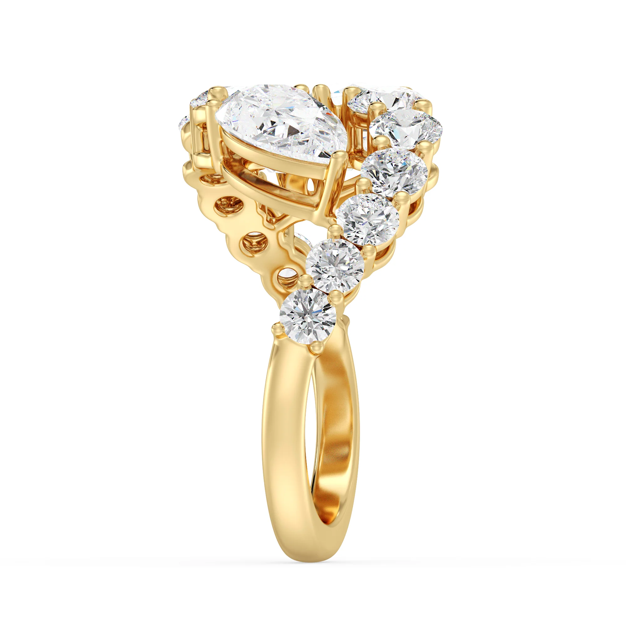 1.50 Carat Pear Cut Lab Grown Diamond Bypass Ring in 18K Gold - Image 3