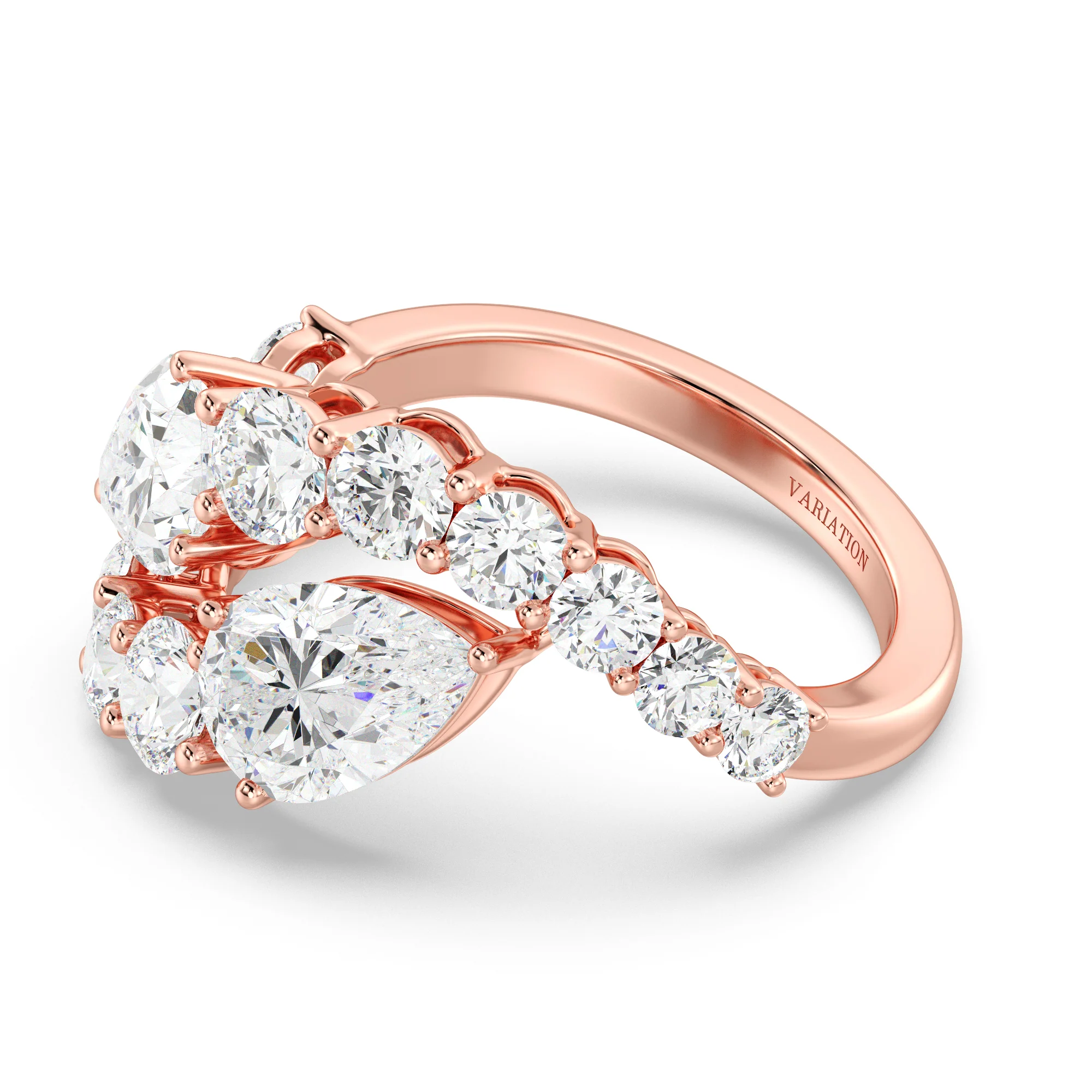 1.50 Carat Pear Cut Lab Grown Diamond Bypass Ring in 18K Gold - Image 5