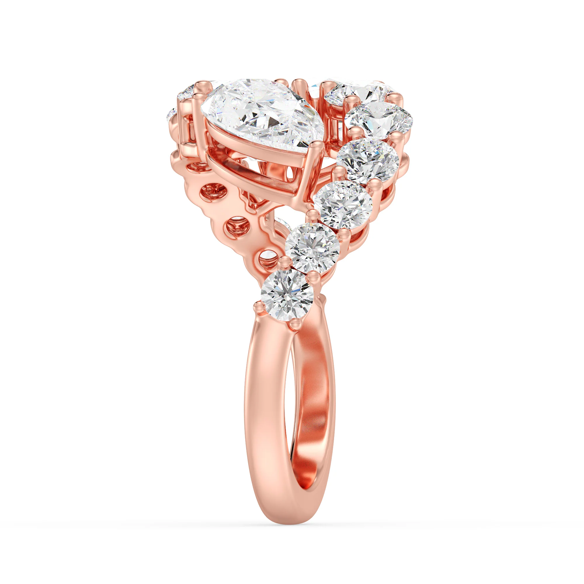 1.50 Carat Pear Cut Lab Grown Diamond Bypass Ring in 18K Gold - Image 7