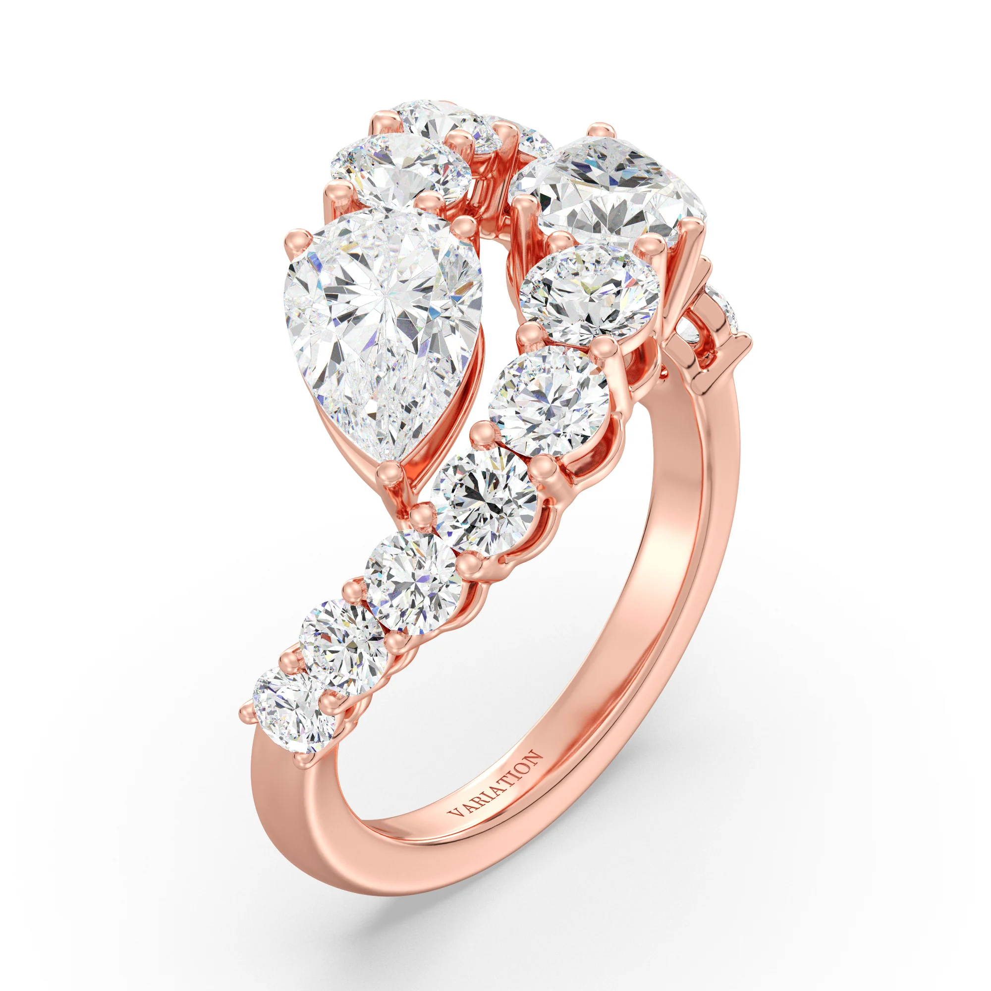 1.50 Carat Pear Cut Lab Grown Diamond Bypass Ring in 18K Gold - Image 8