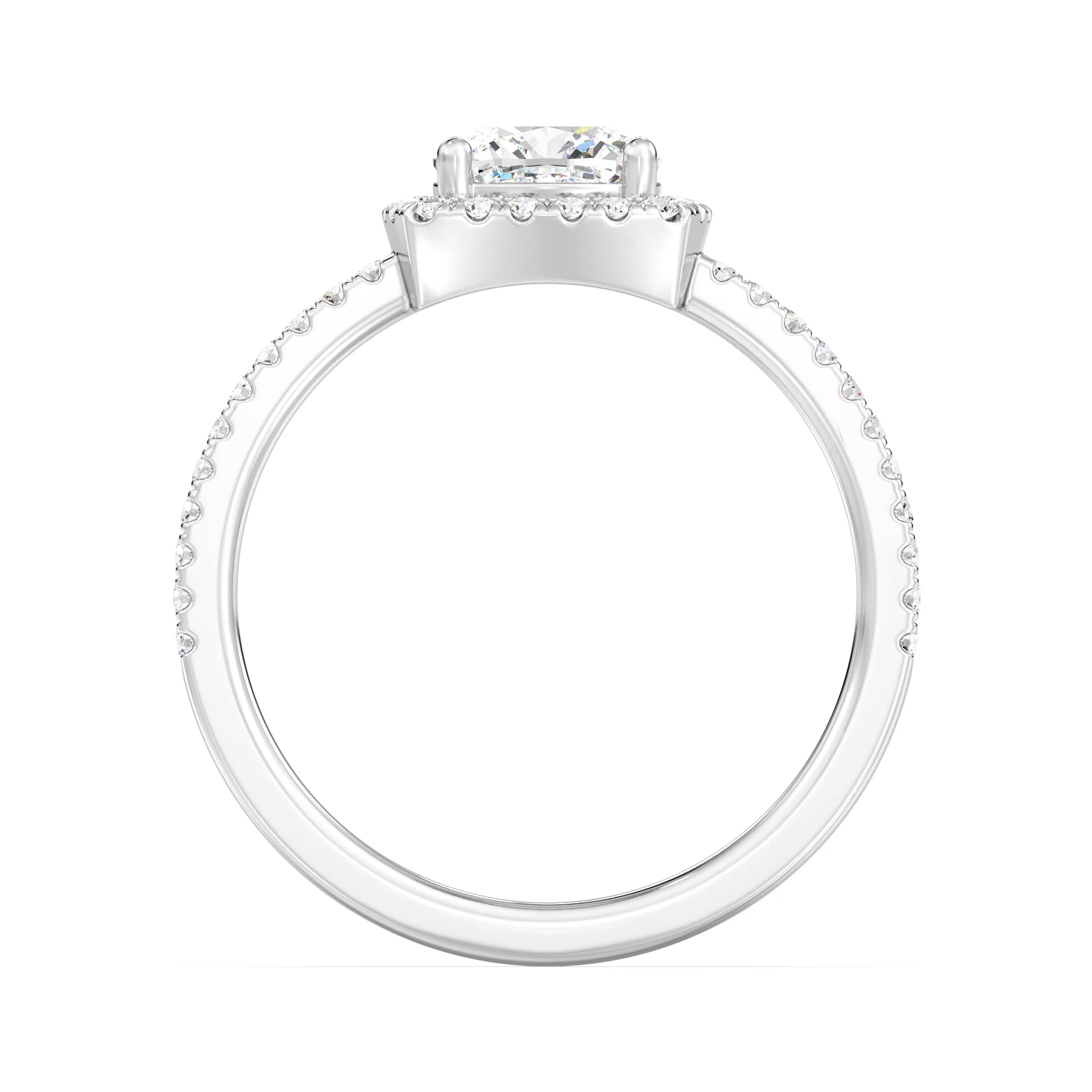 1 Carat Cushion Cut Lab Grown Diamond Halo Engagement Ring with Double Band in 18K Gold - Image 13