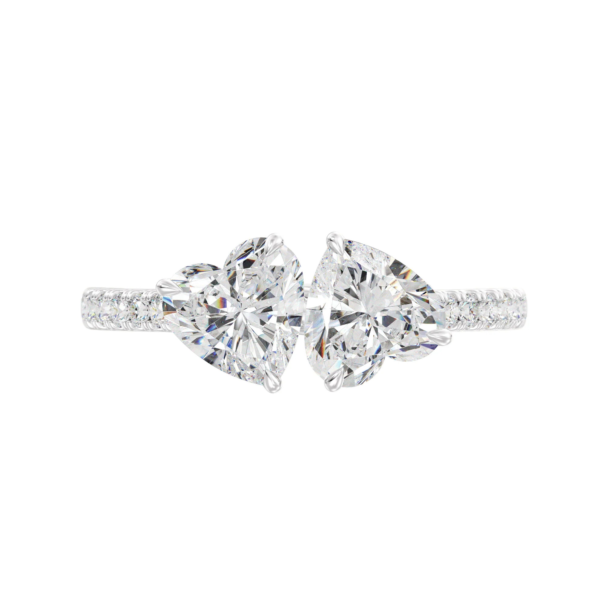 1 Carat Heart Cut Lab Grown Diamond Toi et Moi Ring in 18K Gold - Image 13