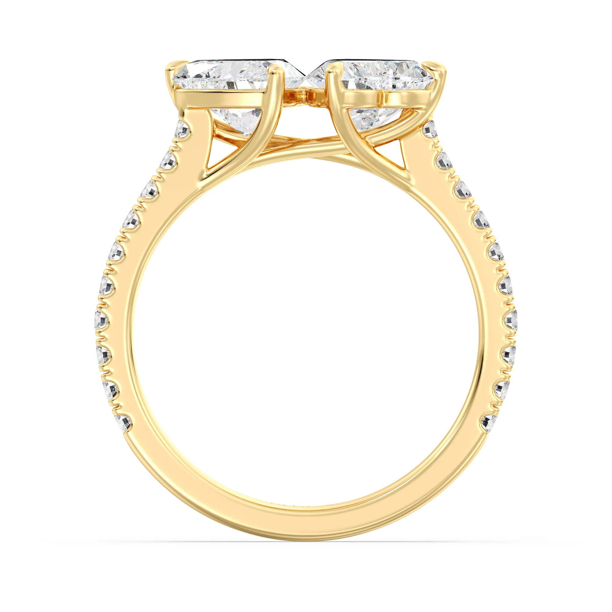 1 Carat Heart Cut Lab Grown Diamond Toi et Moi Ring in 18K Gold - Image 5