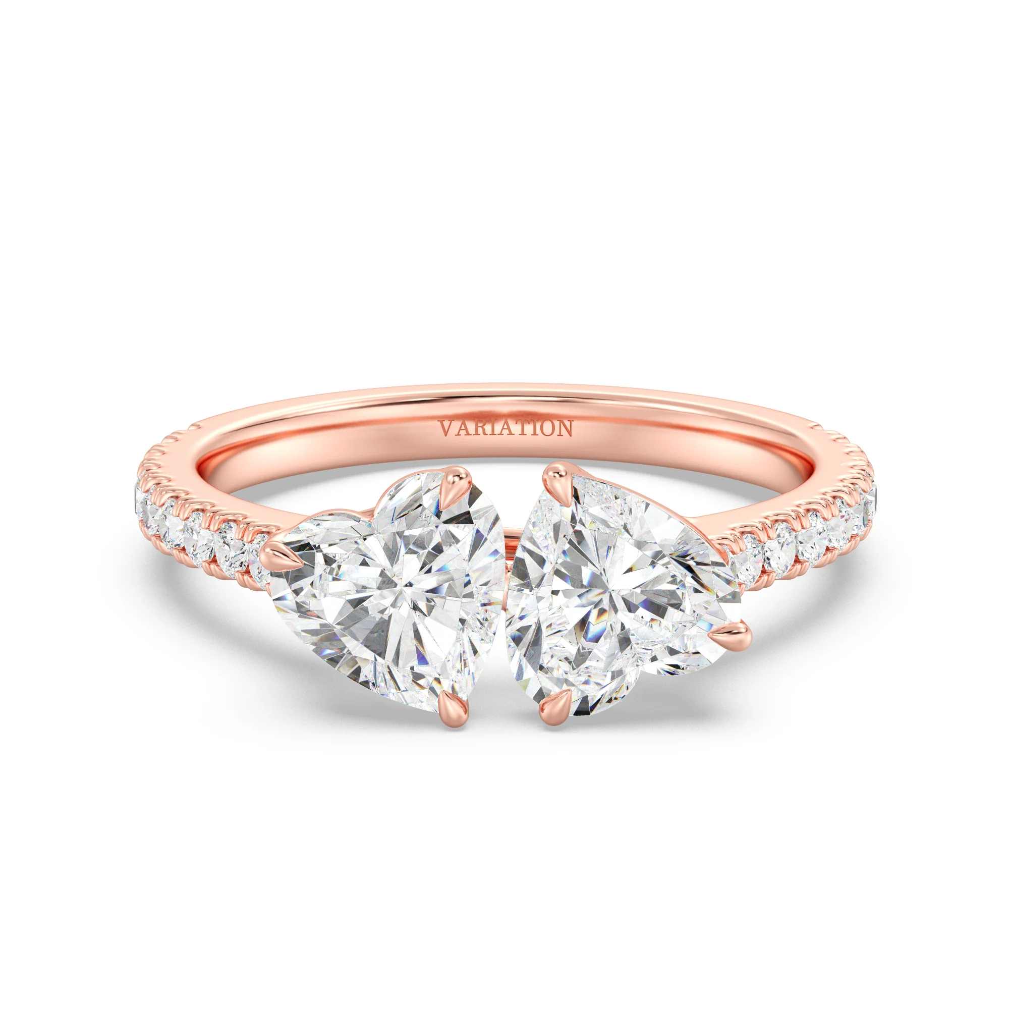 1 Carat Heart Cut Lab Grown Diamond Toi et Moi Ring in 18K Gold - Image 6