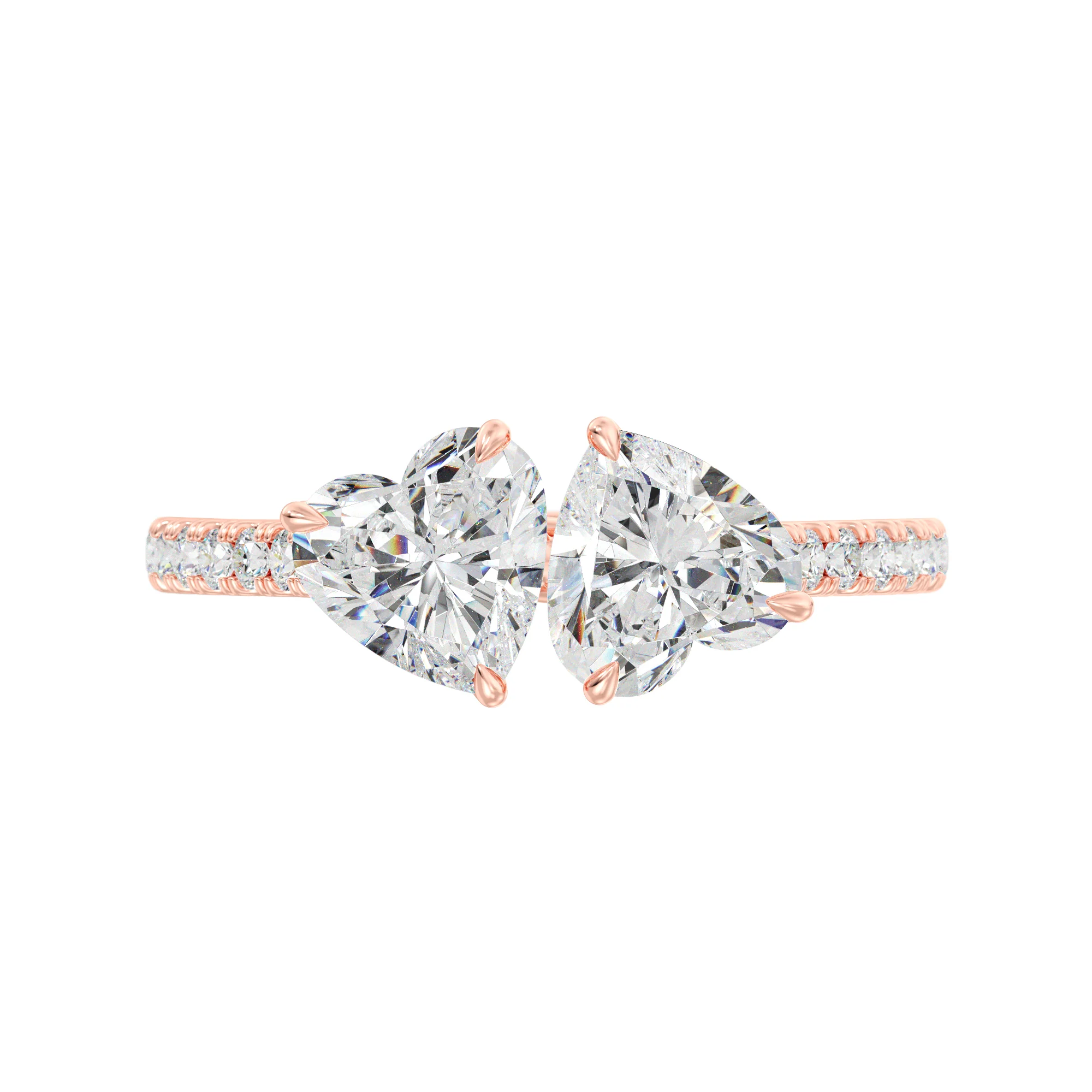 1 Carat Heart Cut Lab Grown Diamond Toi et Moi Ring in 18K Gold - Image 8