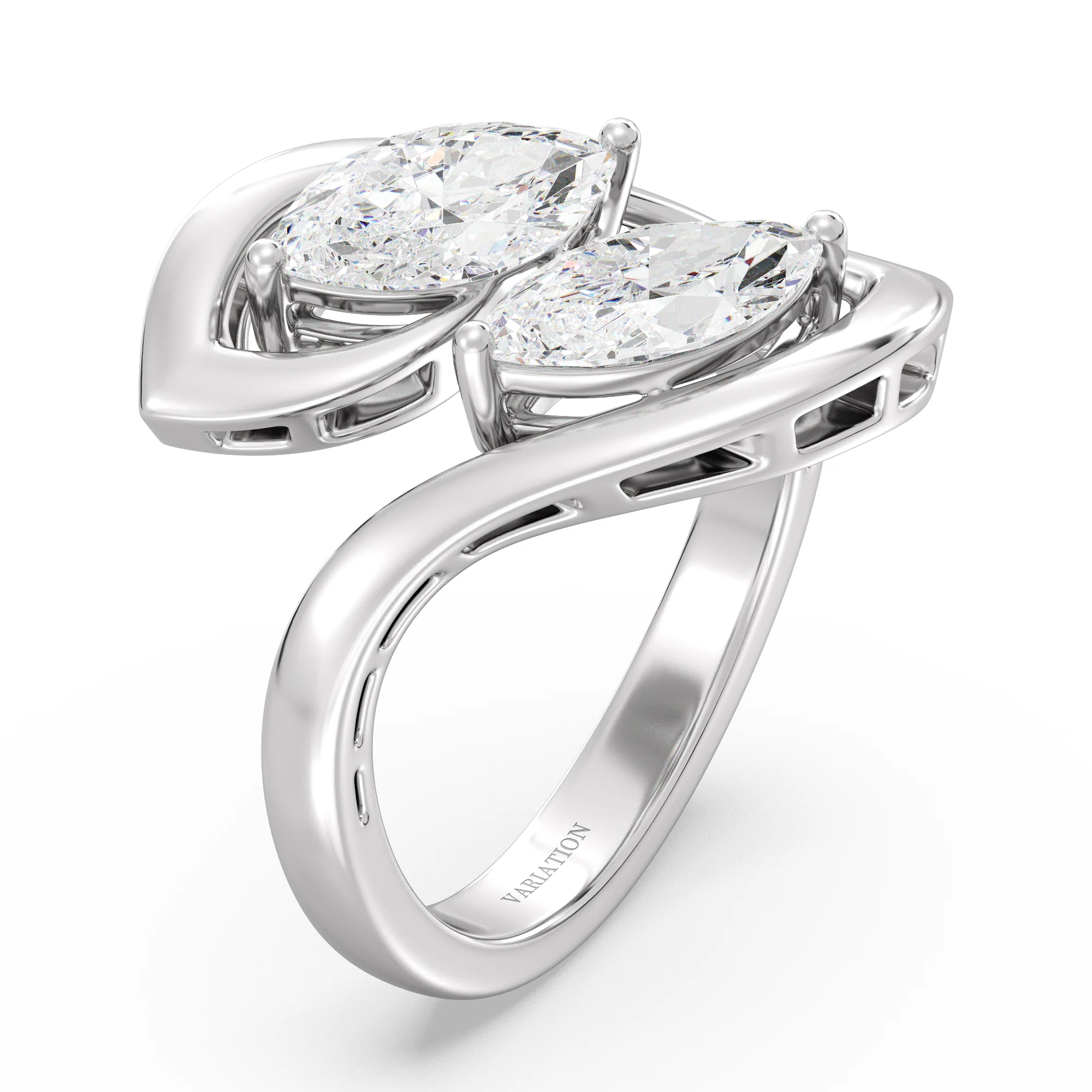 1 Carat Marquise Cut Lab Grown Diamond Bypass Ring in 18K Gold - Image 11