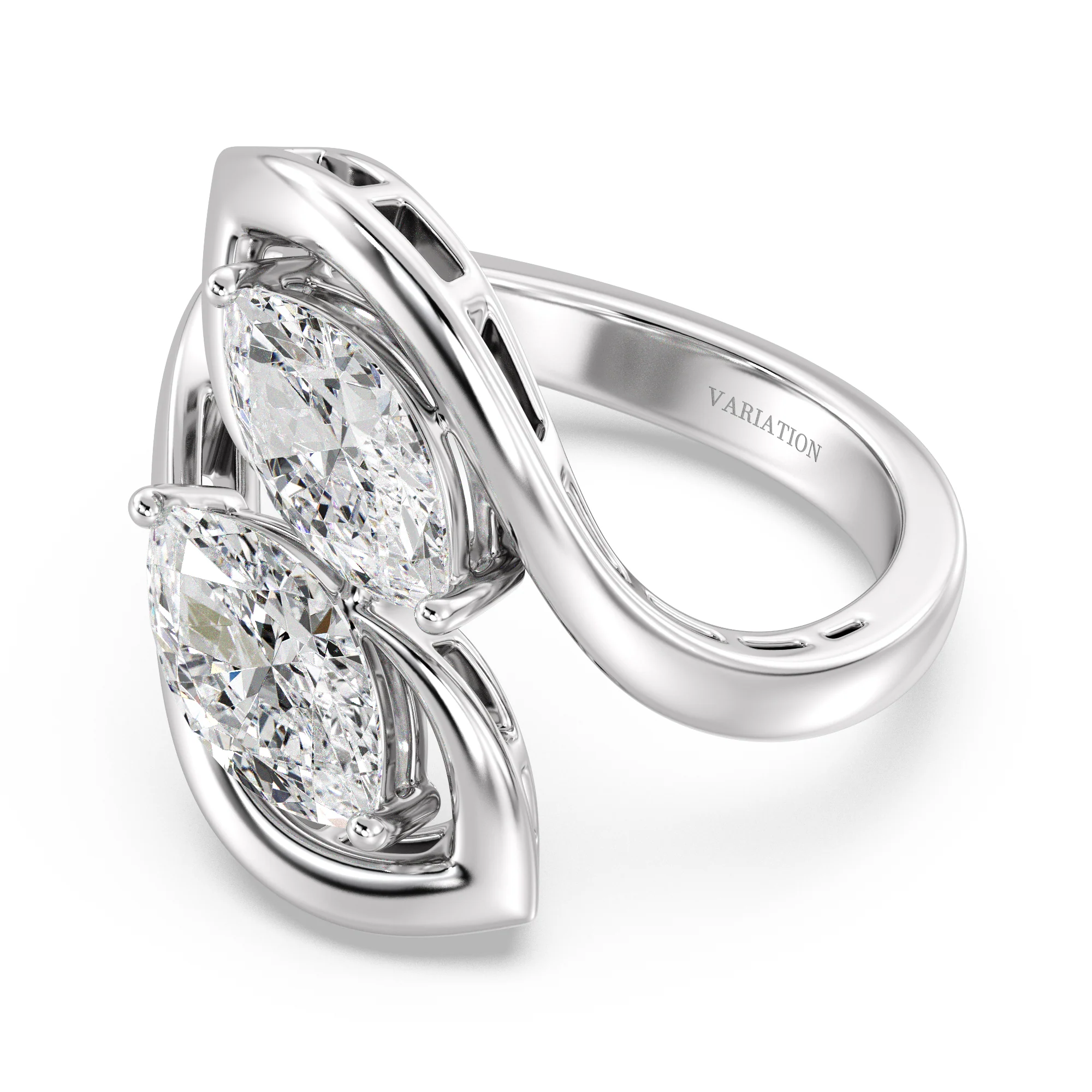 1 Carat Marquise Cut Lab Grown Diamond Bypass Ring in 18K Gold - Image 12