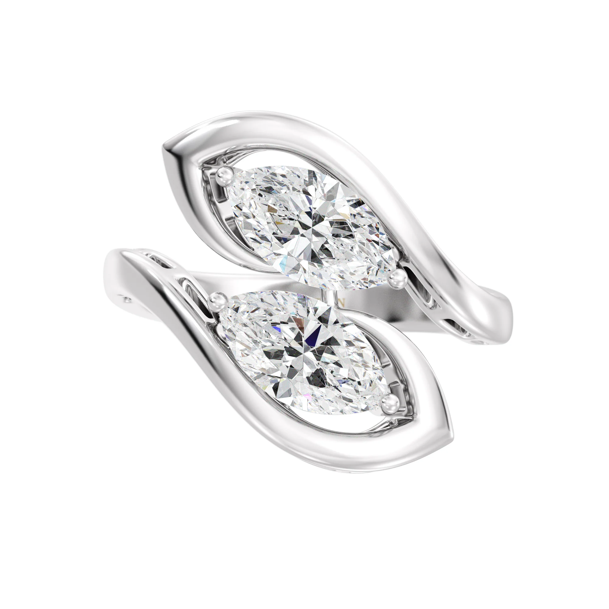 1 Carat Marquise Cut Lab Grown Diamond Bypass Ring in 18K Gold - Image 13