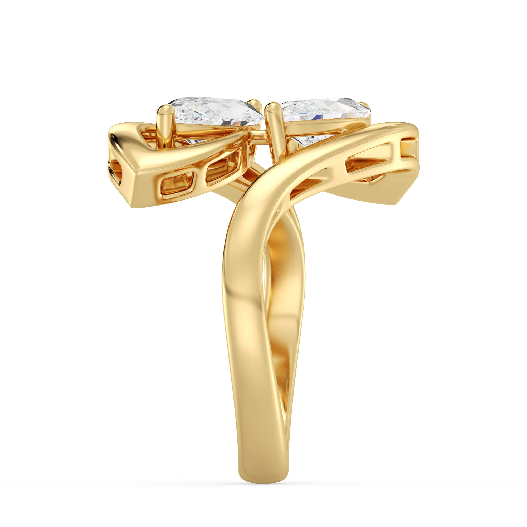 1 Carat Marquise Cut Lab Grown Diamond Bypass Ring in 18K Gold - Image 4