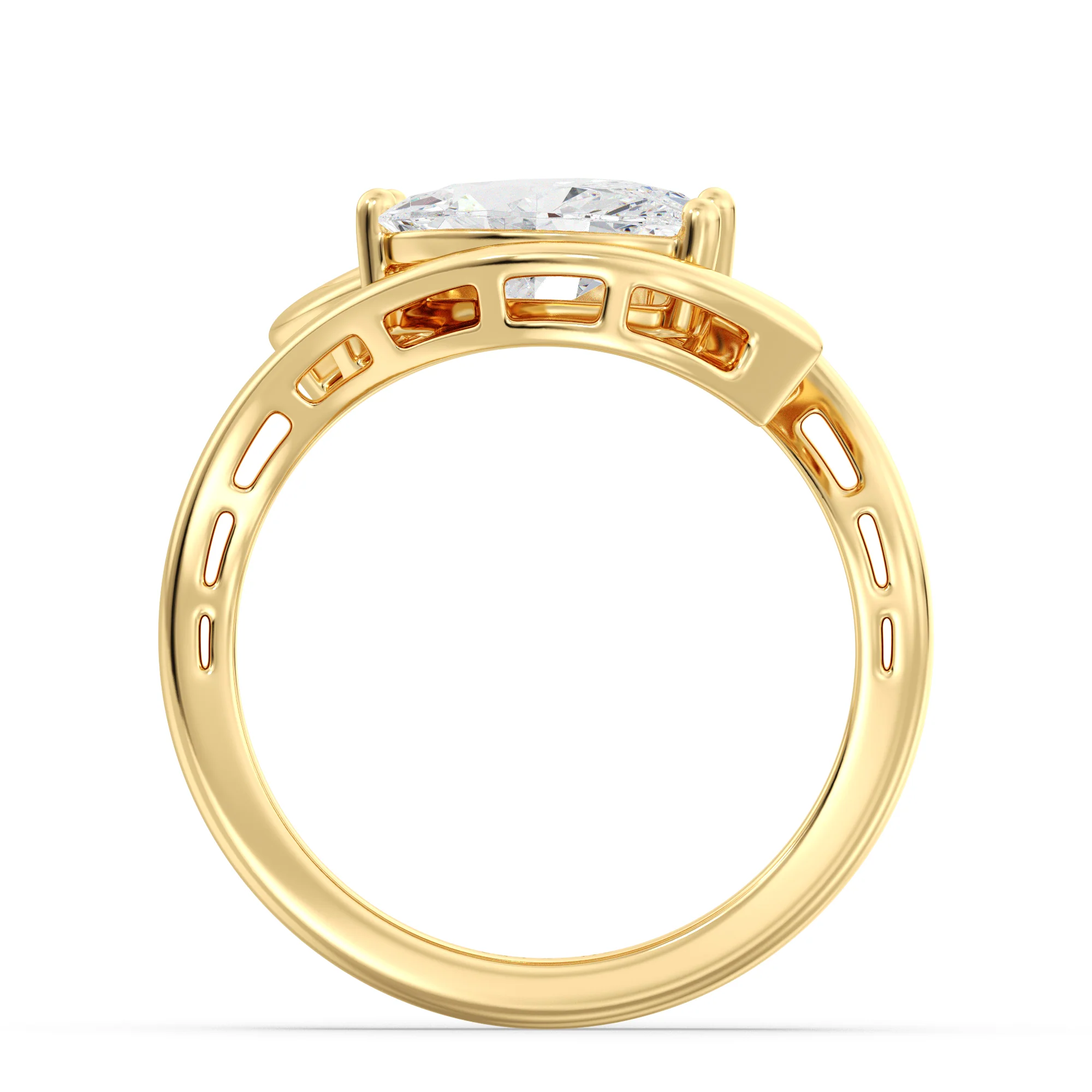 1 Carat Marquise Cut Lab Grown Diamond Bypass Ring in 18K Gold - Image 5