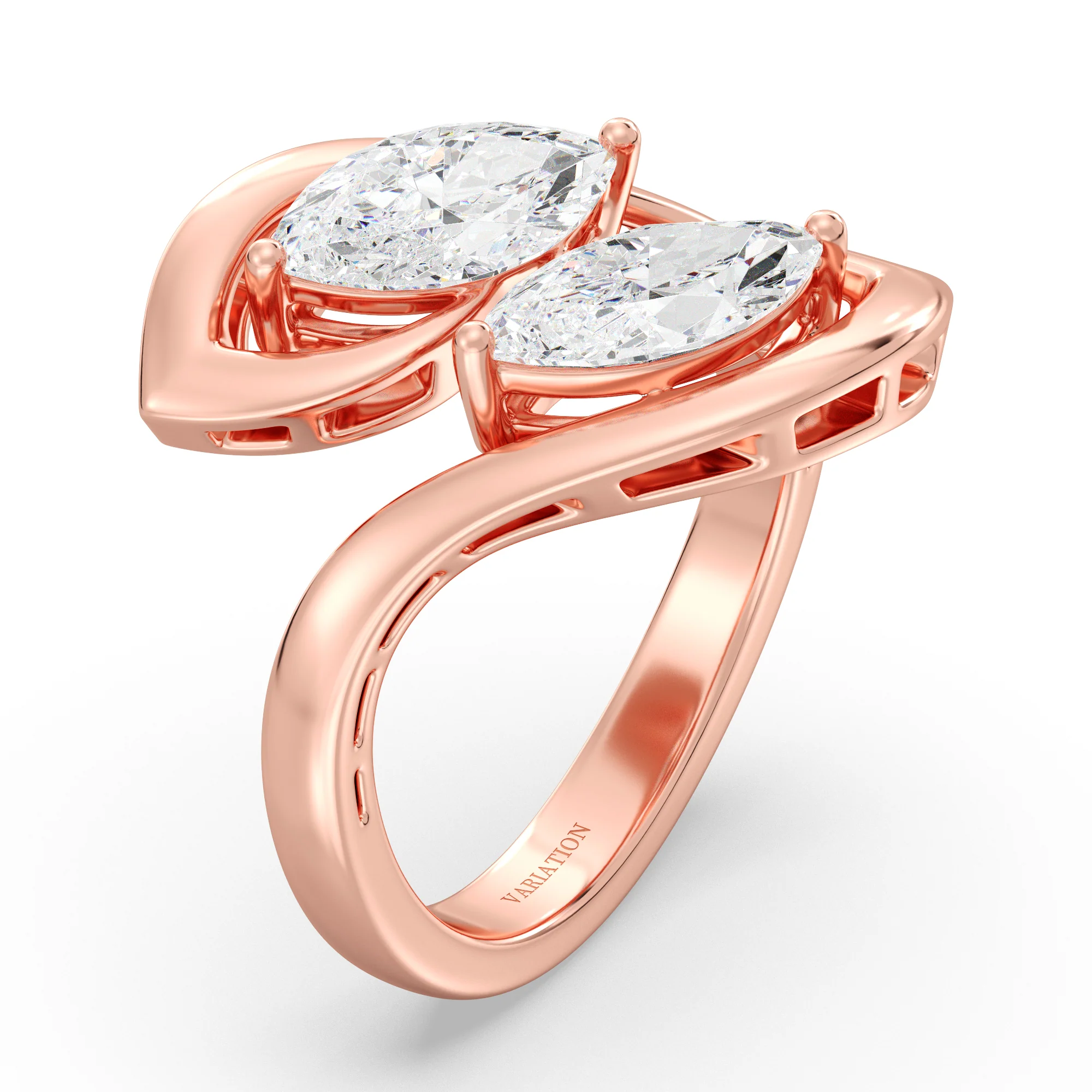 1 Carat Marquise Cut Lab Grown Diamond Bypass Ring in 18K Gold - Image 6