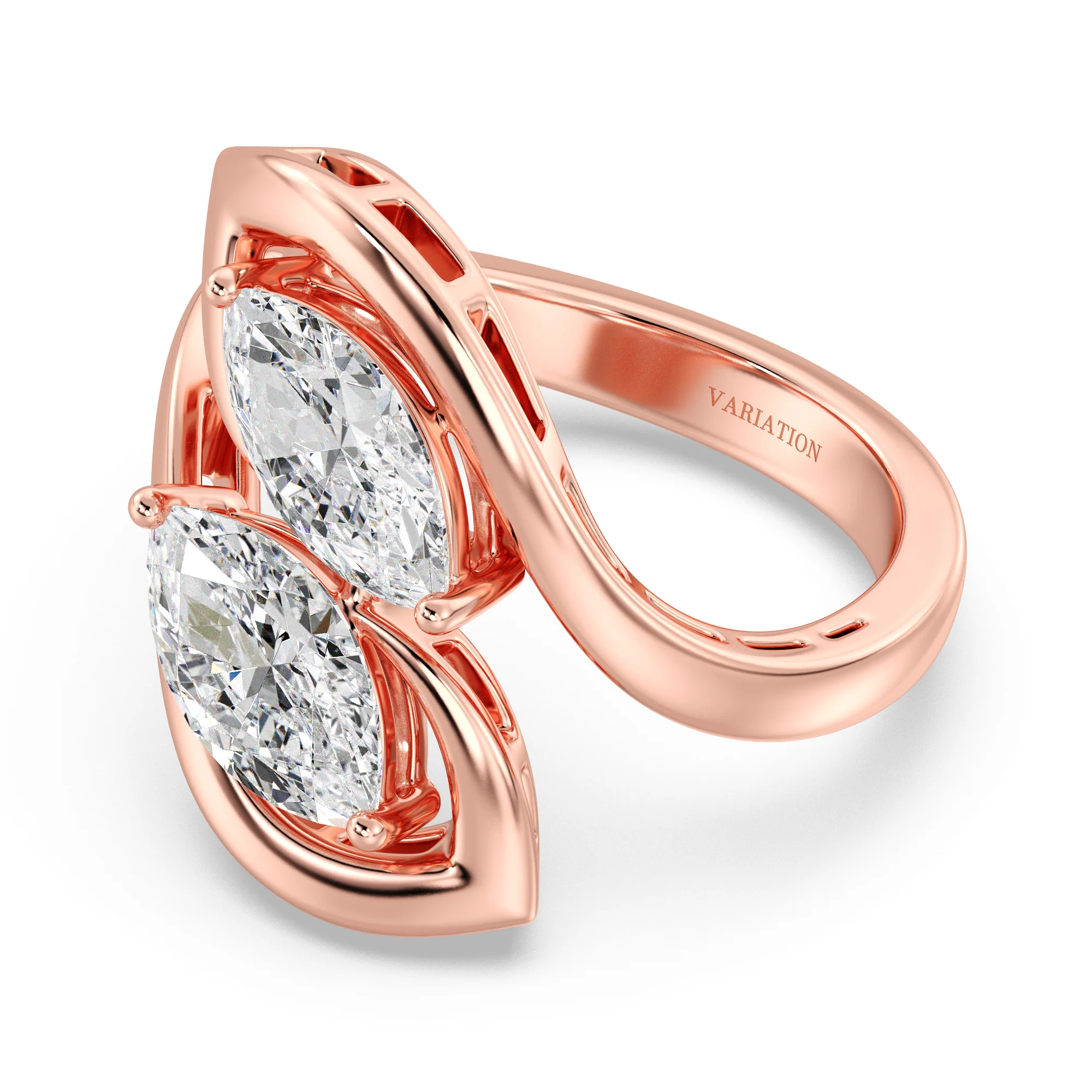 1 Carat Marquise Cut Lab Grown Diamond Bypass Ring in 18K Gold - Image 7