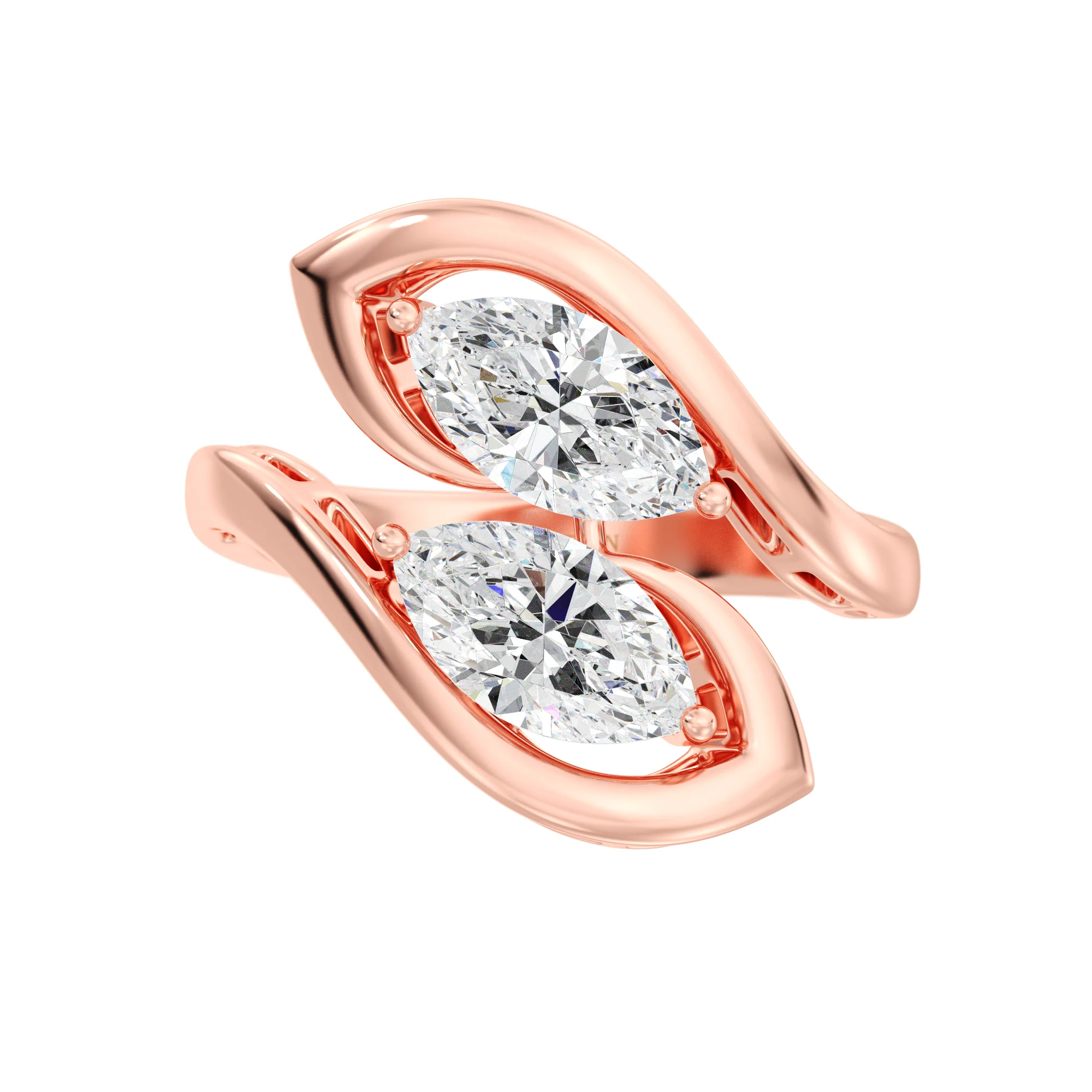 1 Carat Marquise Cut Lab Grown Diamond Bypass Ring in 18K Gold - Image 8
