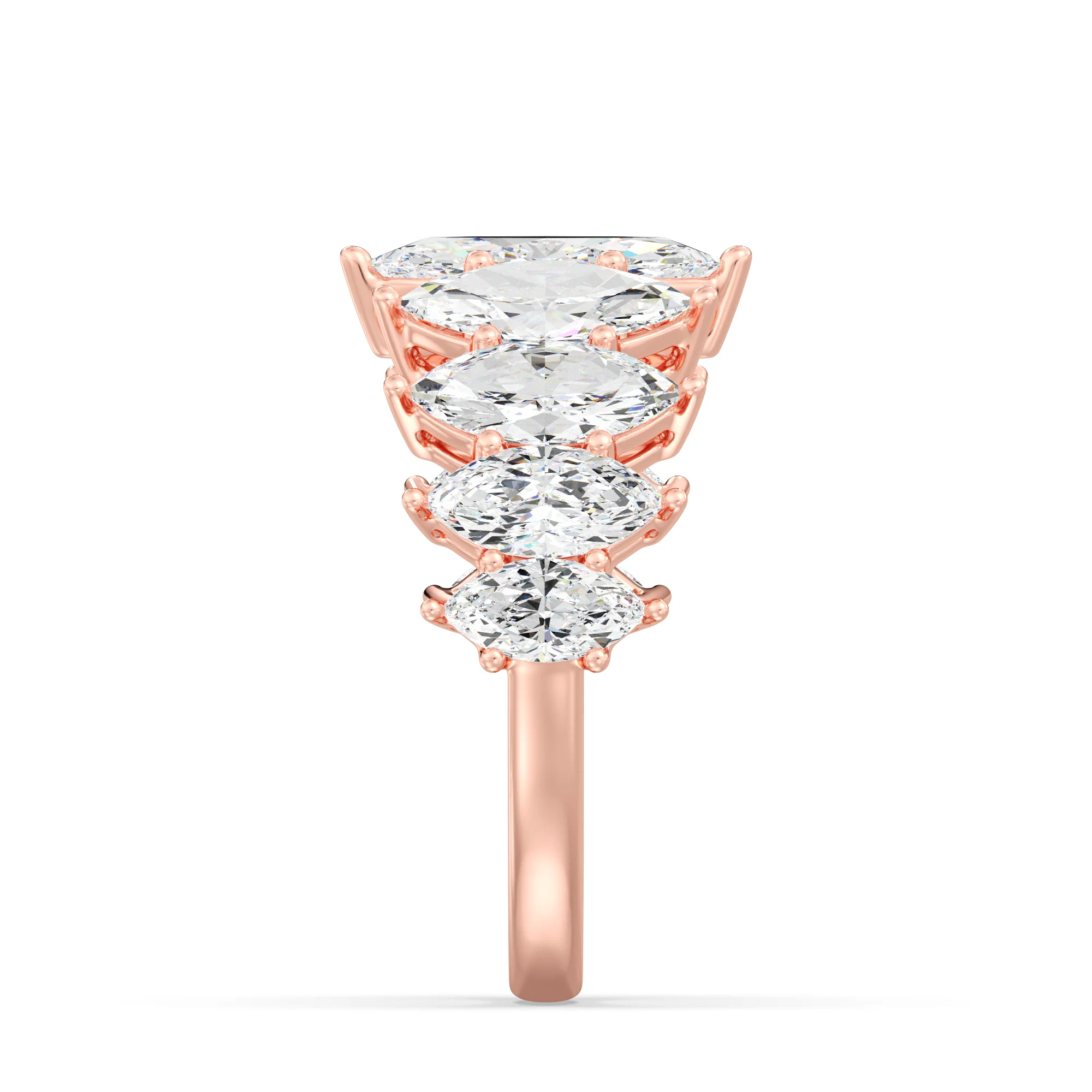 1 Carat Marquise Cut Lab Grown Diamond Half Eternity Ring in 18K Gold - Image 10