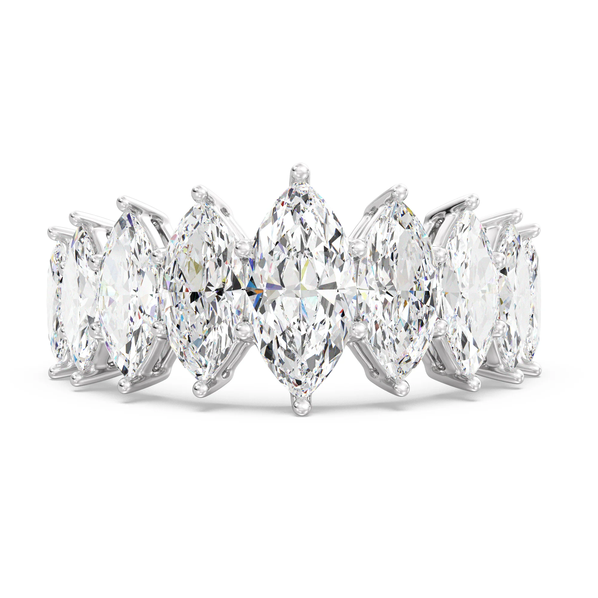 1 Carat Marquise Cut Lab Grown Diamond Half Eternity Ring in 18K Gold - Image 11