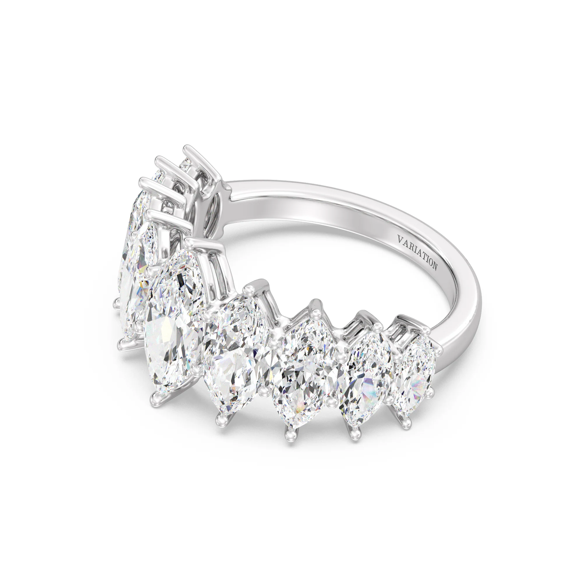 1 Carat Marquise Cut Lab Grown Diamond Half Eternity Ring in 18K Gold - Image 12